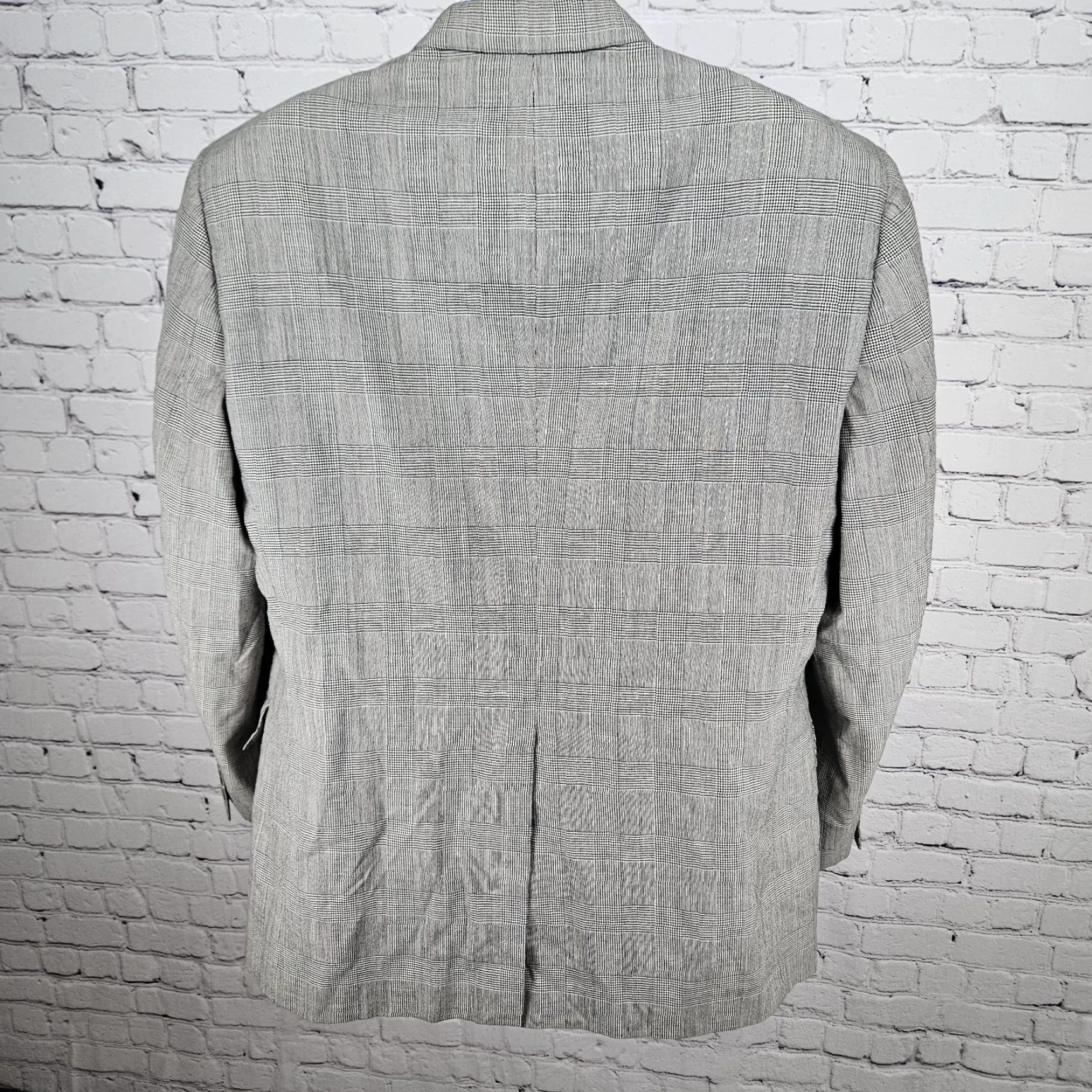 Jos. A. Bank VTG Jos A Bank Black White Wool Check 2 Button Notch Blazer Sport Coat USA 45 Size 48R - 2 Thumbnail