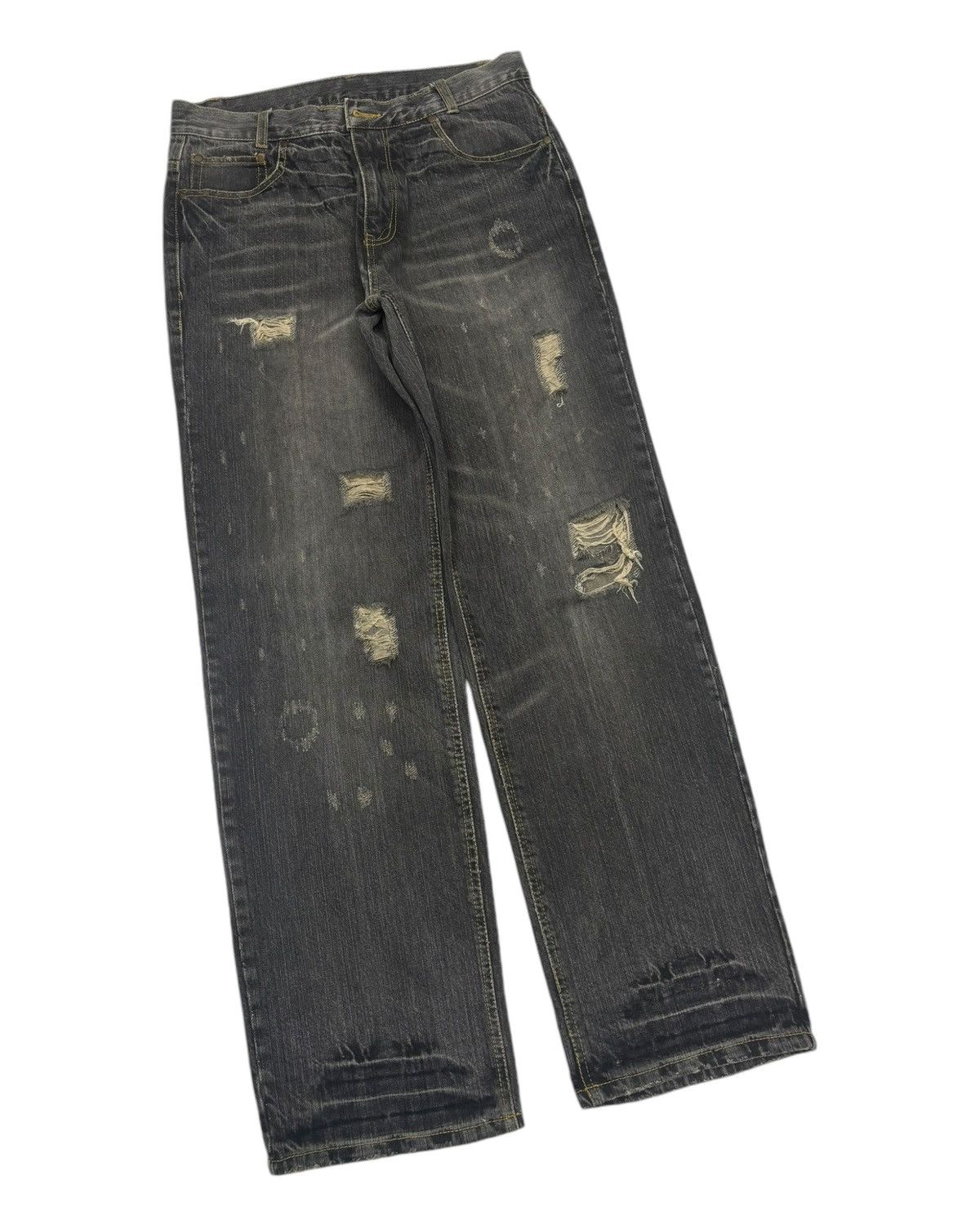 If Six Was Nine Vintage ROUGHNESS TROOP Ripped Baggy Denim Jeans Size US 30 / EU 46 - 3 Thumbnail