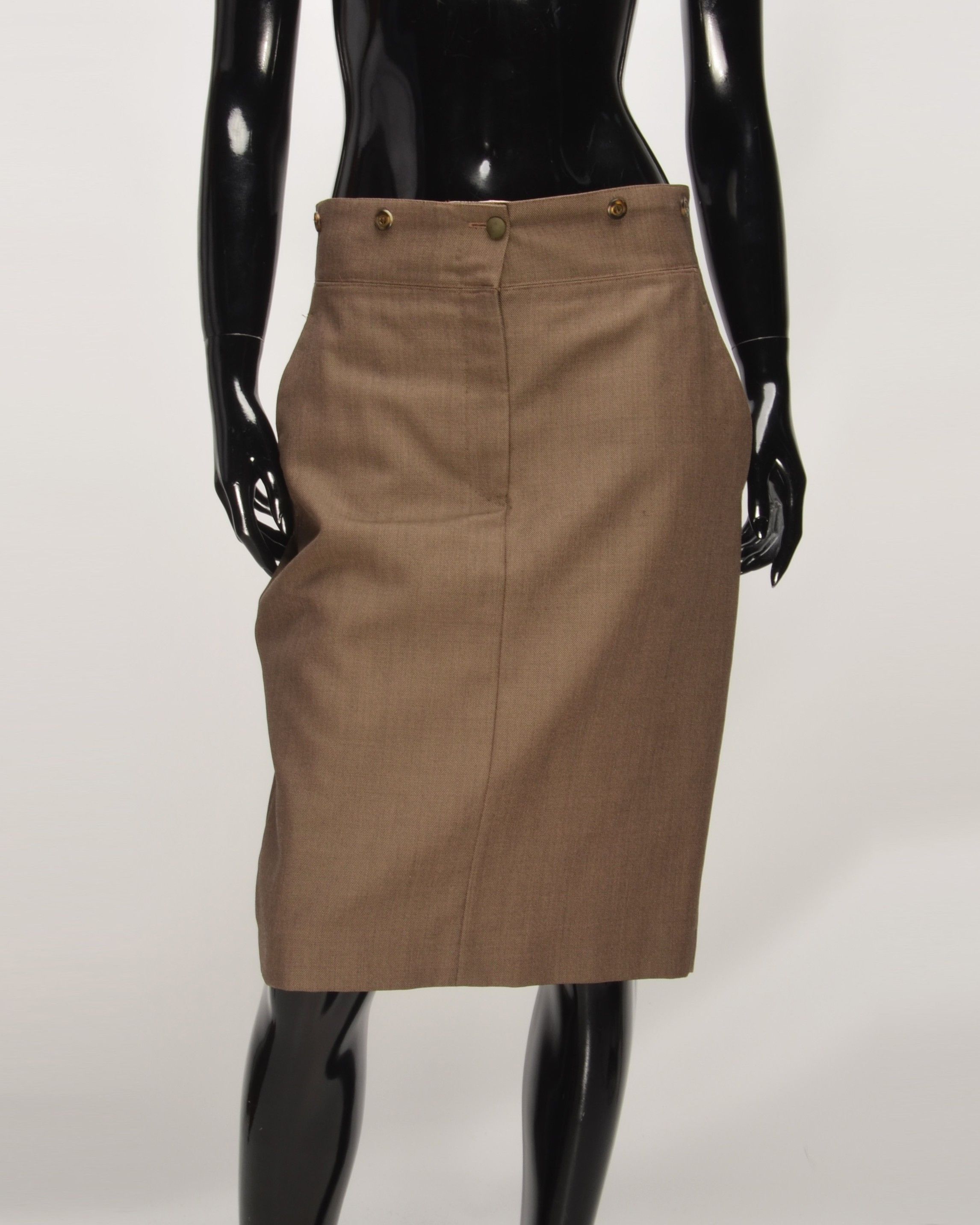 Paul Smith Vintage Paul Smith Wool Brown Straight Detailed Skirt Size 30" / US 8 / IT 44 - 1 Thumbnail