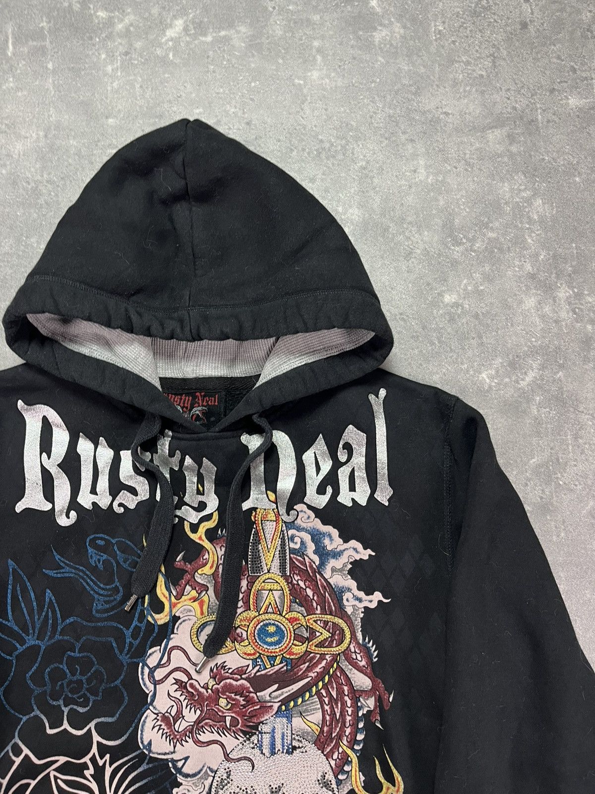 Japanese Brand 00s Rusty Neal Ed Hardy Style Printed Hoodie L Affliction Size US L / EU 52-54 / 3 - 4 Thumbnail