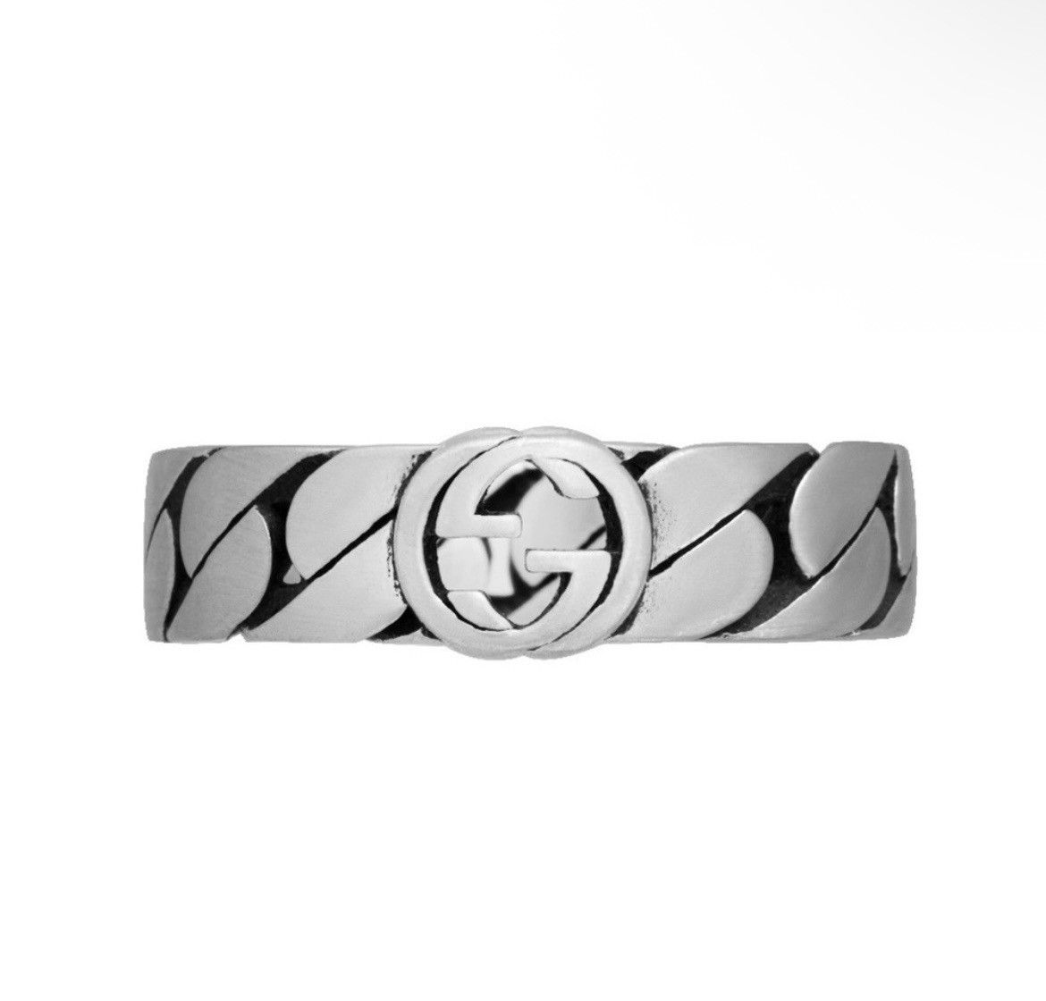 Gucci Gucci Wide Ring w Interlocking G Sterling Silver Chain AG925 Size ONE SIZE - 2 Thumbnail