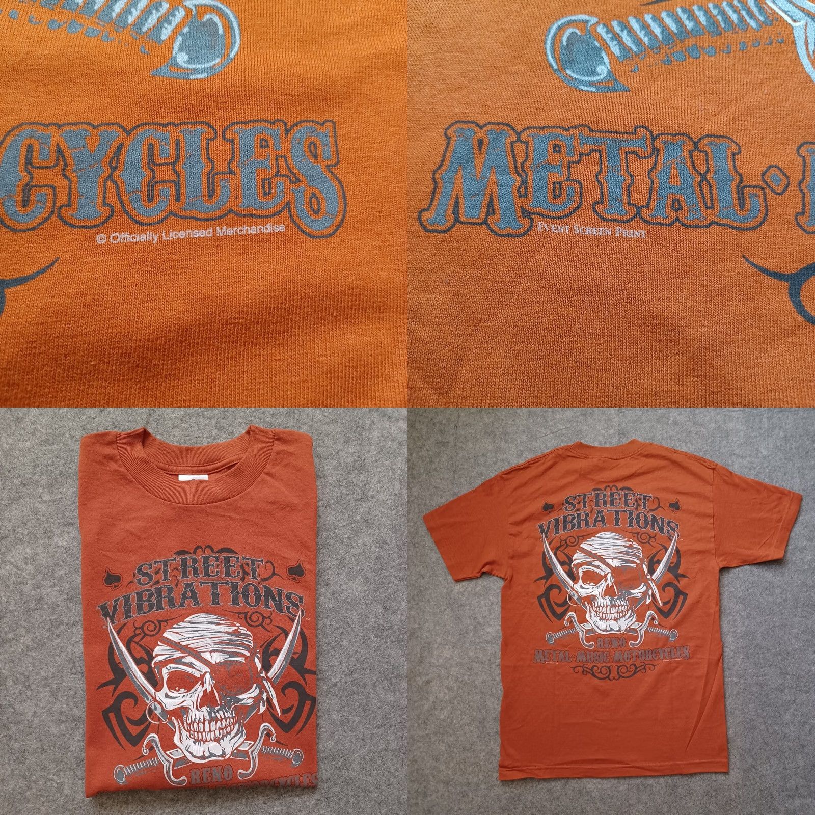 Rusty Alstyle Apparel & Activewear Shirt Mens M Orange Graphic Print Skull Metal Music Vintage Rust Orange Street Vibrations Reno Shirt Size US M / EU 48-50 / 2 - 9 Thumbnail