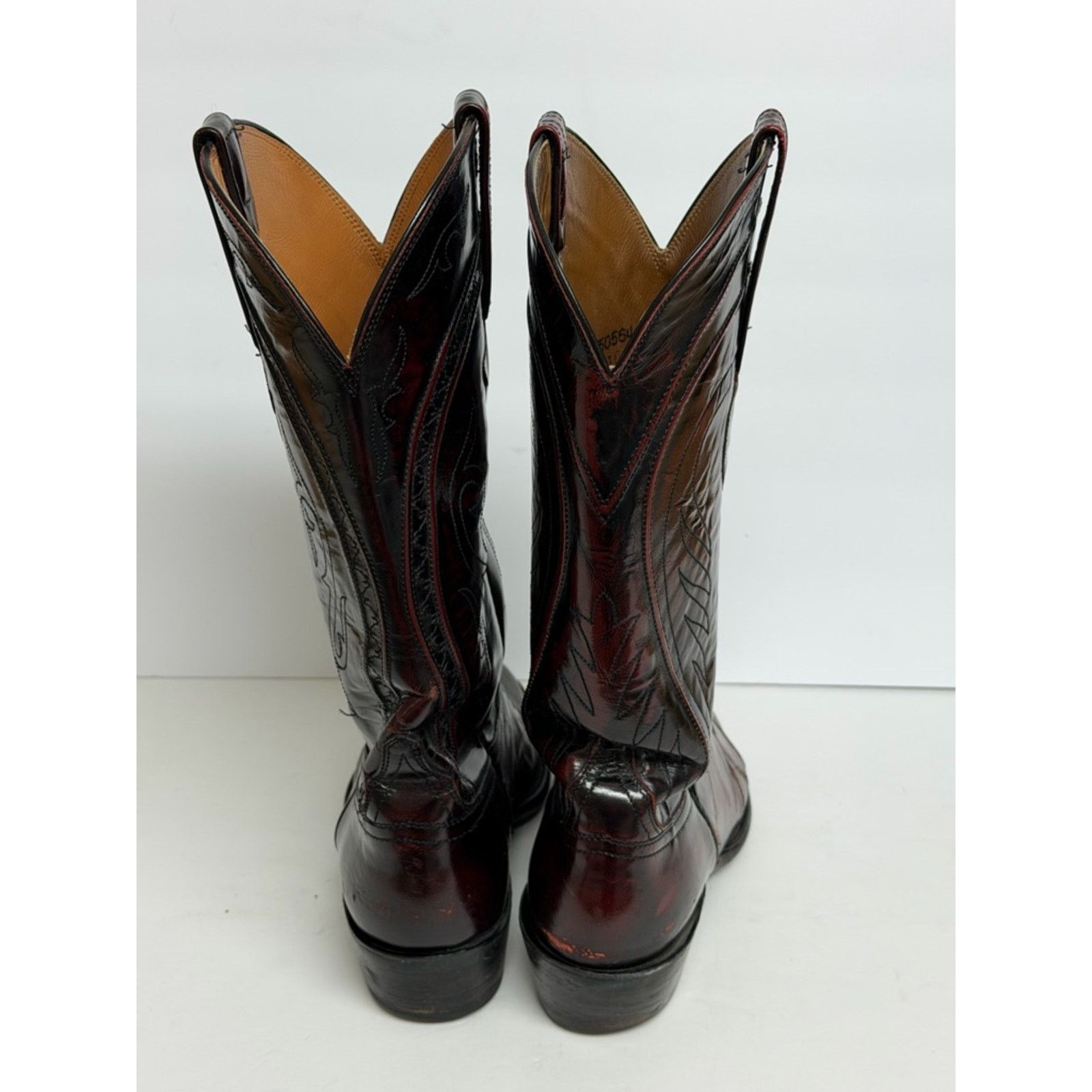 Lucchese VTG Lucchese Cowboy Boots Black Cherry Leather Western READ Size US 8 / EU 41 - 5 Thumbnail
