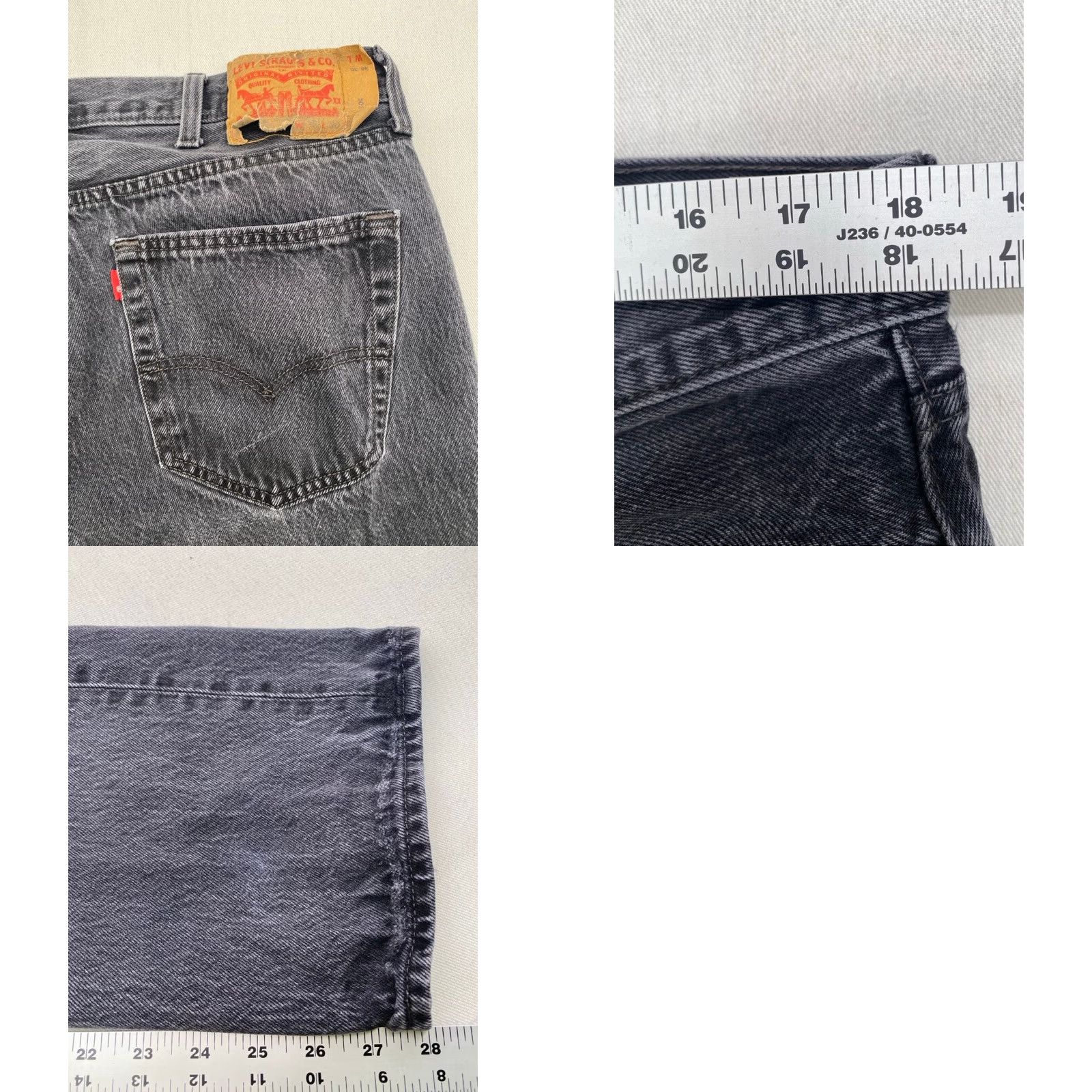 Levi's Levi's 501 Jeans Mens 38 West 30 Inseam Black Denim Button Fly Straight Rise High 501 Series Regular 5-Pocket Denim Cotton Size US 38 / EU 54 - 8 Thumbnail