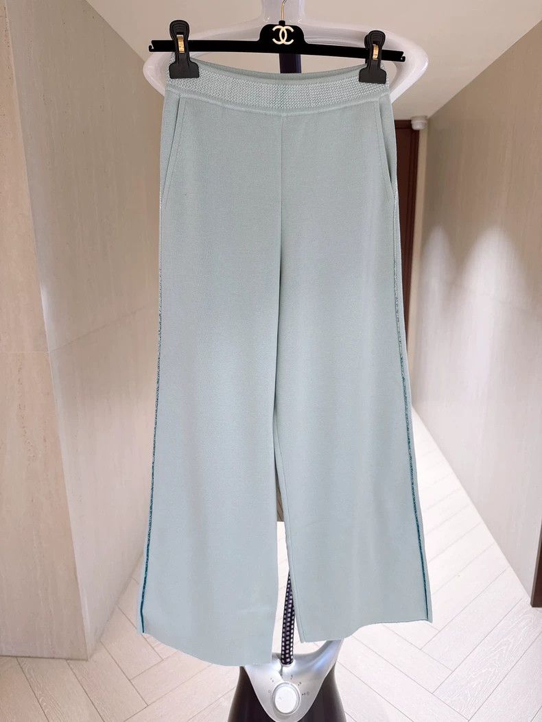 Loro Piana LORO PIANA Light blue wide leg knit trousers Size 25" / US 0 / IT 36 - 1 Thumbnail