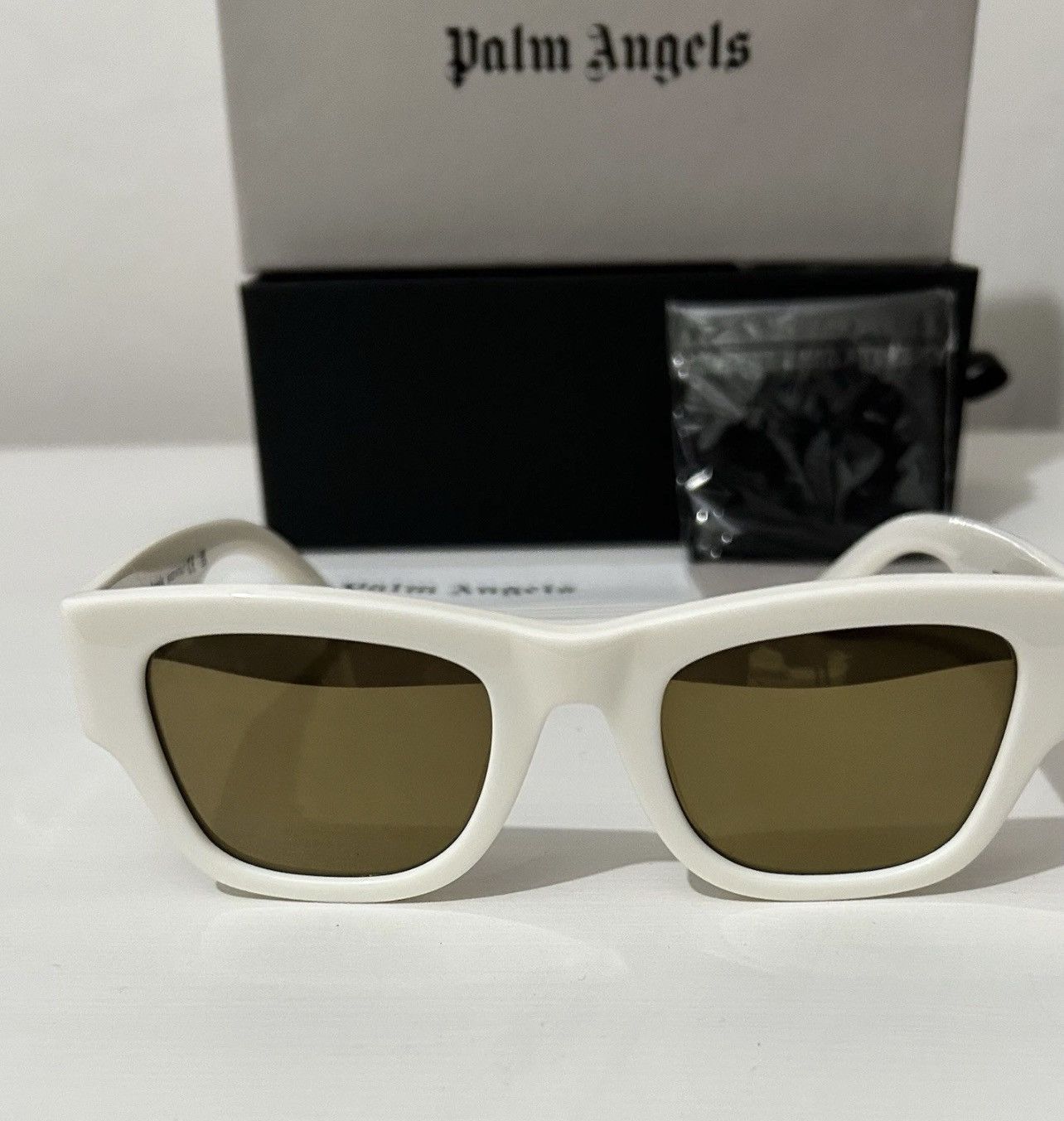 Palm Angels PALM ANGELS Sunglasses White Rectangle Volcan Gold Mirror Size ONE SIZE - 1 Thumbnail