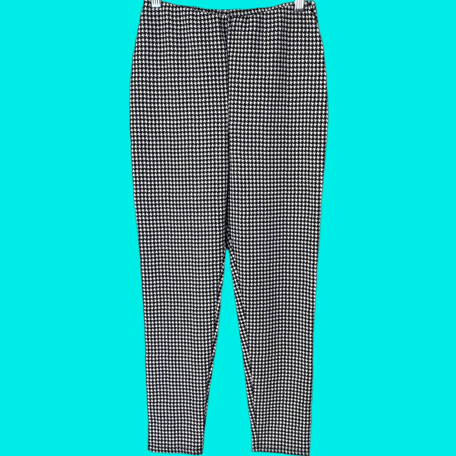 Nasty Gal Nasty Gal Pants Women High-Waisted Houndstooth Fitted Stretch Black White 4 Polyester Blend Slim Ankle Women’s 4 Mens? Size 27" / US 4 / IT 40 - 1 Thumbnail