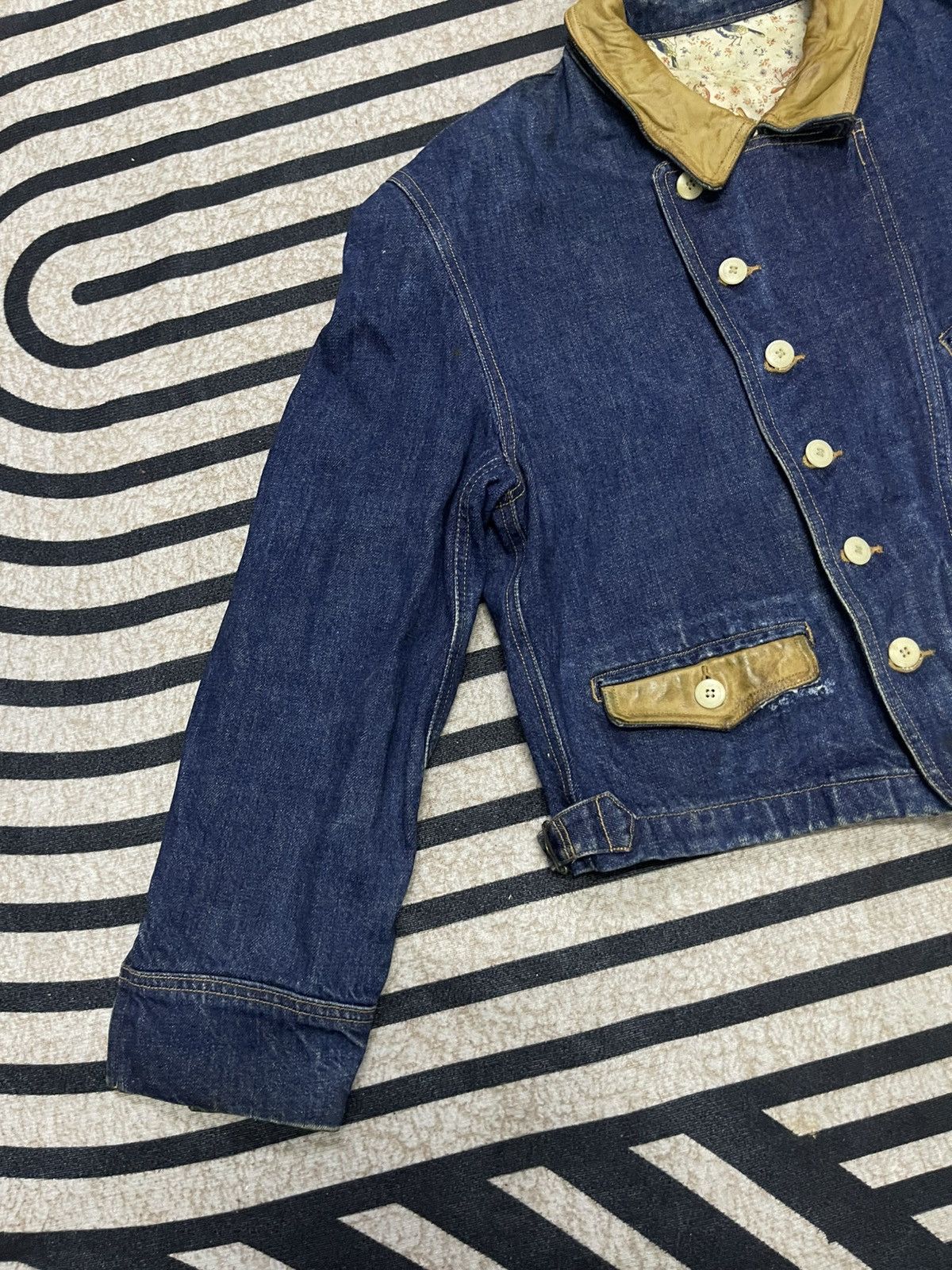 PPFM 90s PEYTON PLACE FOR MEN (PPFM) DENIM LEATHER BIKER JACKET Size US S / EU 44-46 / 1 - 3 Thumbnail