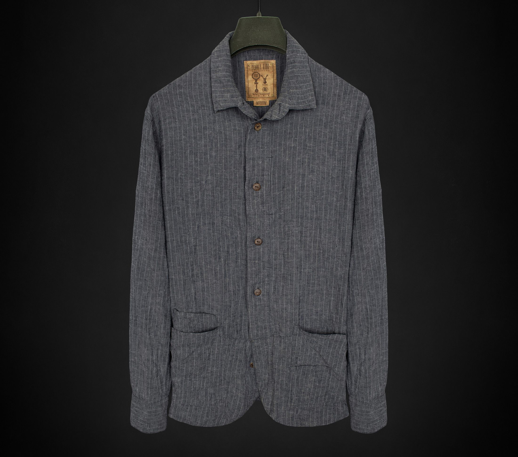 image of A Diciannoveventitre x Boris Bidjan Saberi Pearly King Crumpled Button Up Shirt in Grey (Size Mediu