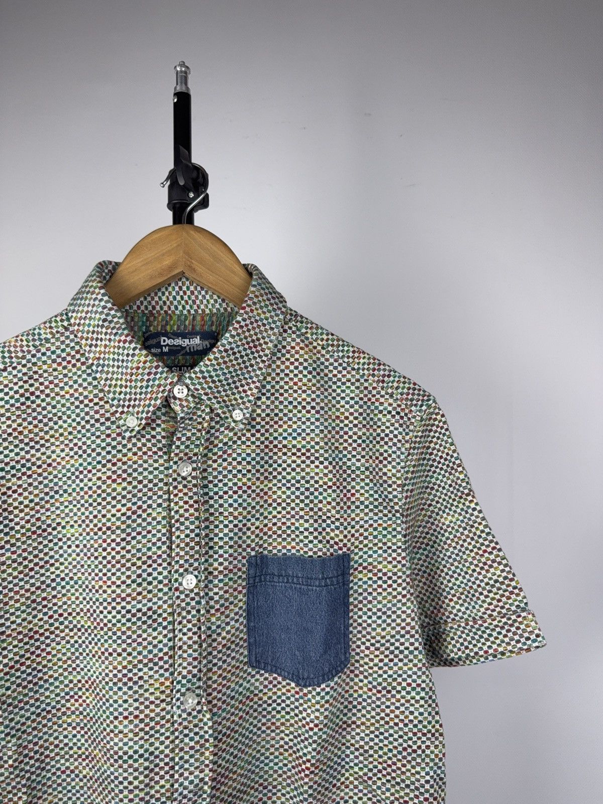 Desigual Retro 00s Desigual Mosaic Pattern Shirt With Denim Pocket M Size US M / EU 48-50 / 2 - 3 Thumbnail