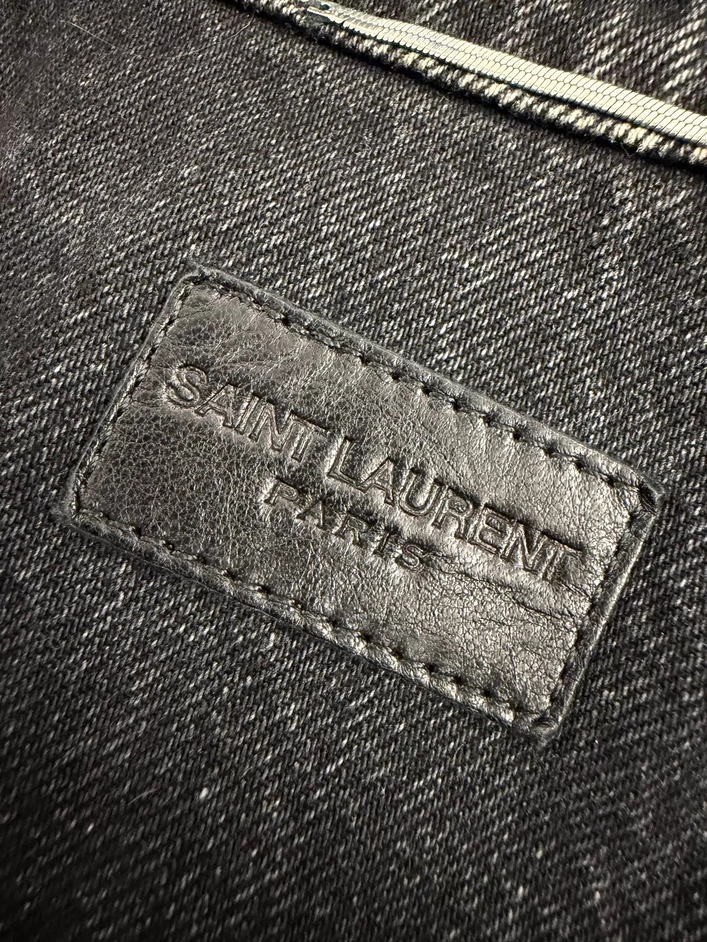 Saint Laurent Paris SLP Black Washed Denim Yellow Stitch Jacket S Size US S / EU 44-46 / 1 - 7 Thumbnail