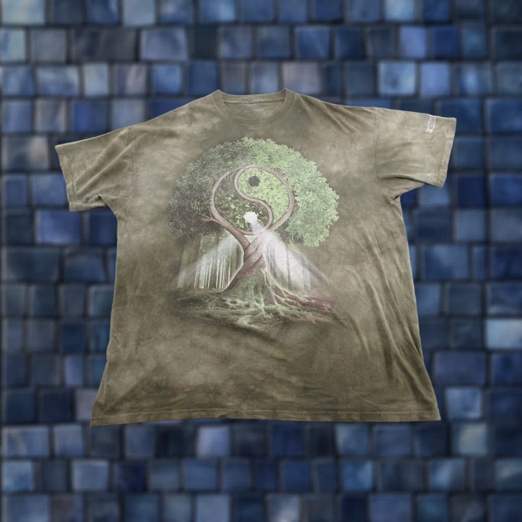 The Mountain The Mountain Shirt Men 3XL Green Cotton Crew Neck Short Sleeve T-Shirt Yn Yang Tree Hippie Y2K Read Size US XXL / EU 58 / 5 - 1 Thumbnail