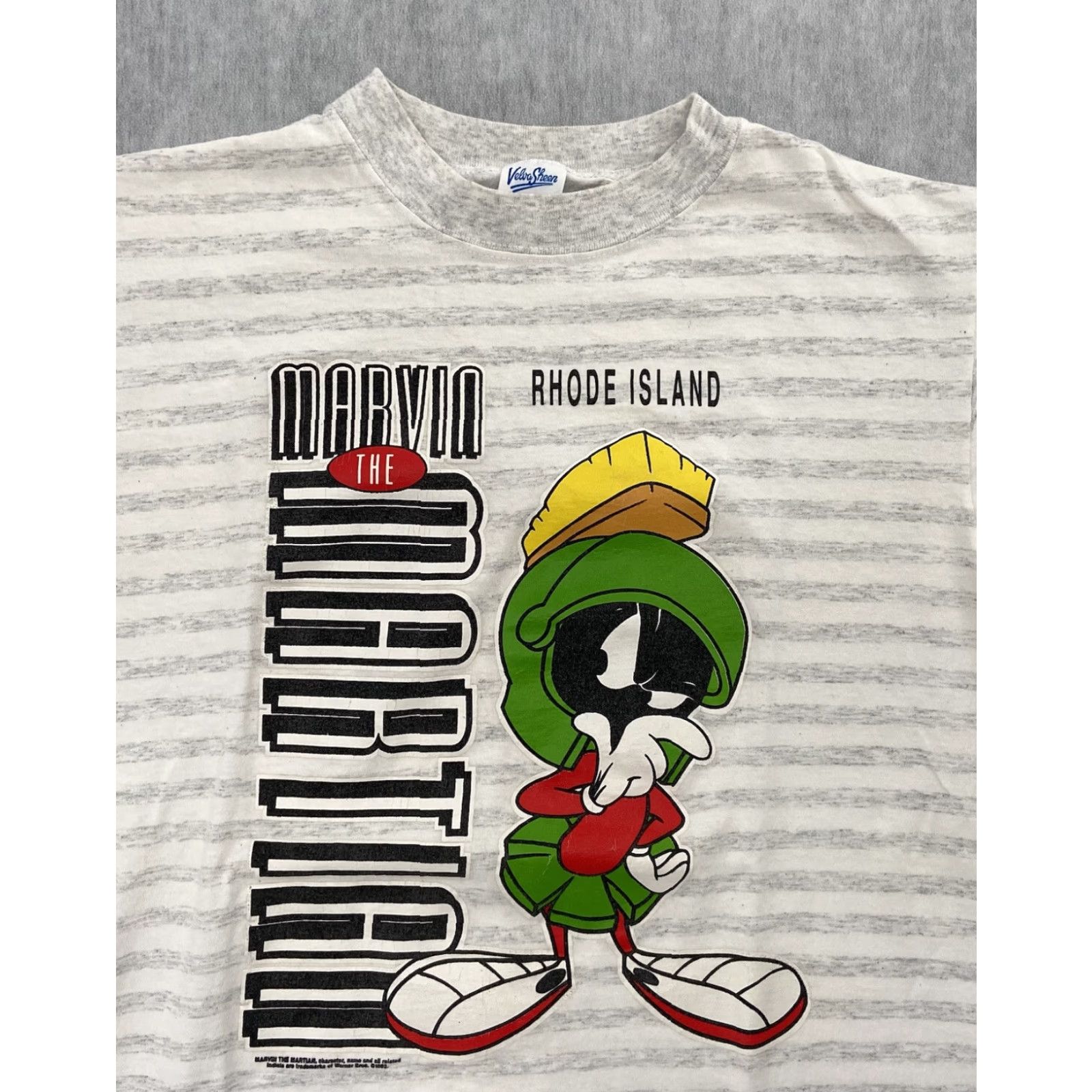 Velva Sheen VINTAGE 90s Marvin The Martian Striped T-Shirt Adult Medium Gray Velva Sheen Mens Size US M / EU 48-50 / 2 - 3 Thumbnail