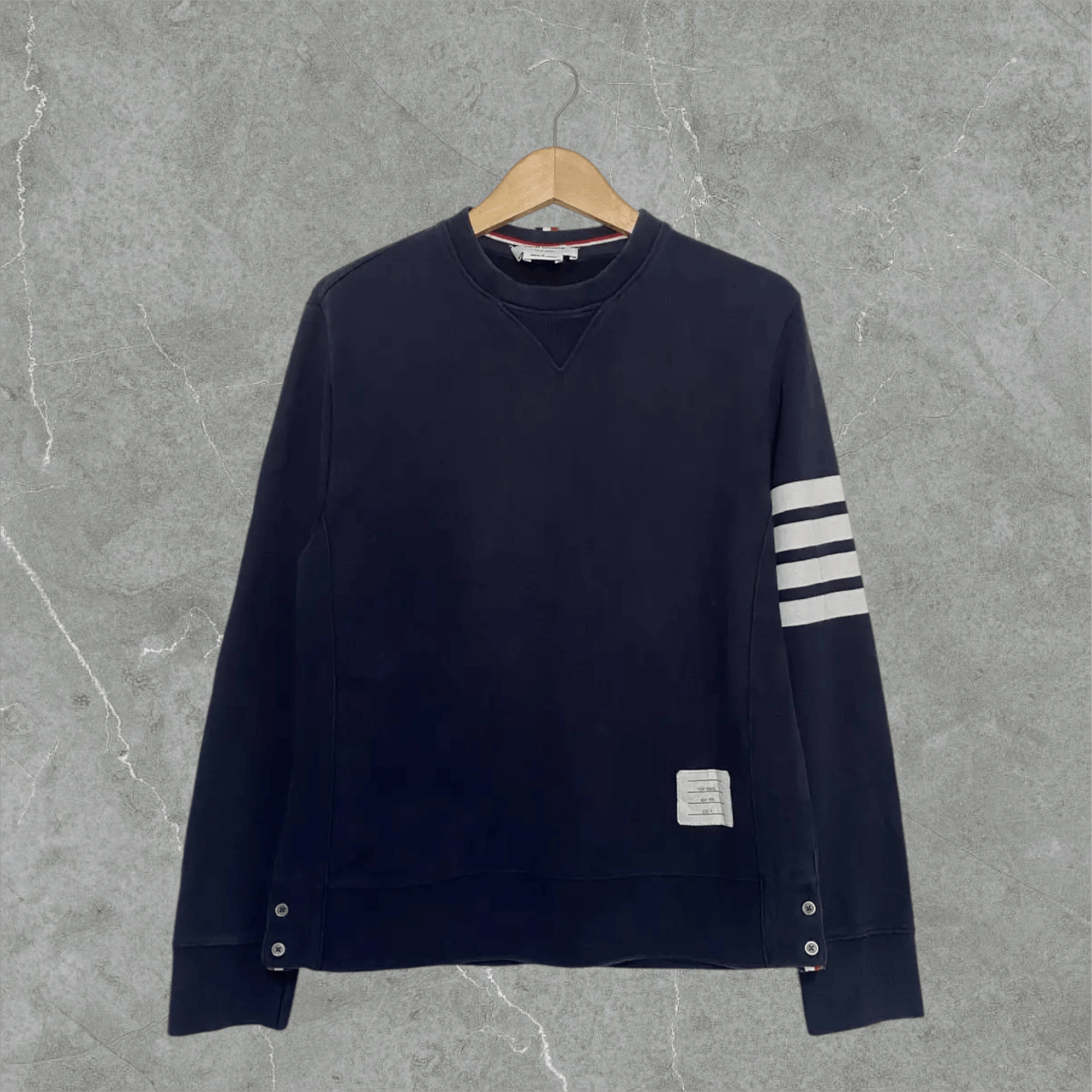 Japanese Brand × Thom Browne Thom Browne Navy Blue 4 stripes Crewneck Sweatshirt Size US XL / EU 56 / 4 - 1 Thumbnail