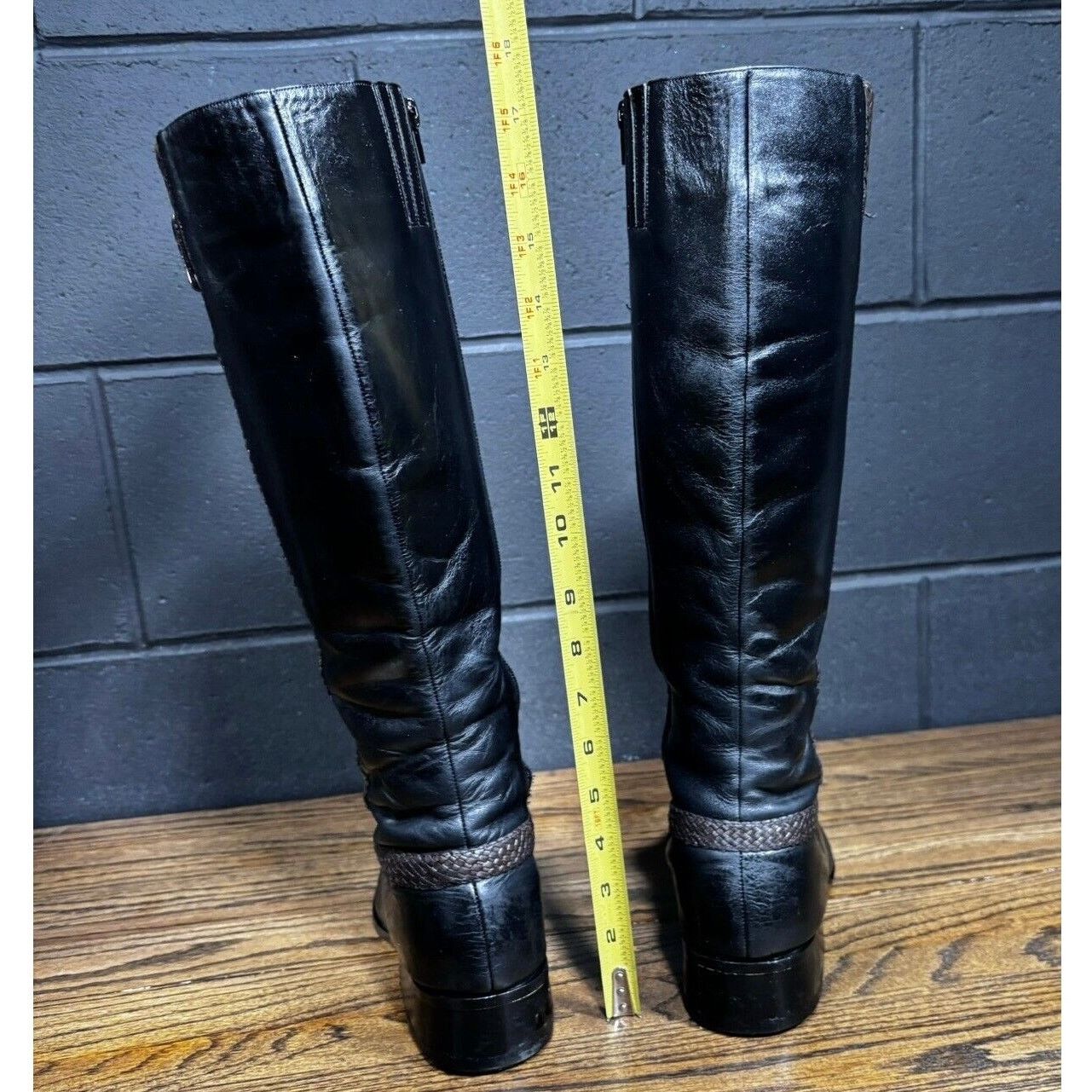 Other G. WIZ Black Leather Square Toe Knee High Campus Boots Size US 9.5 / IT 39.5 - 4 Thumbnail