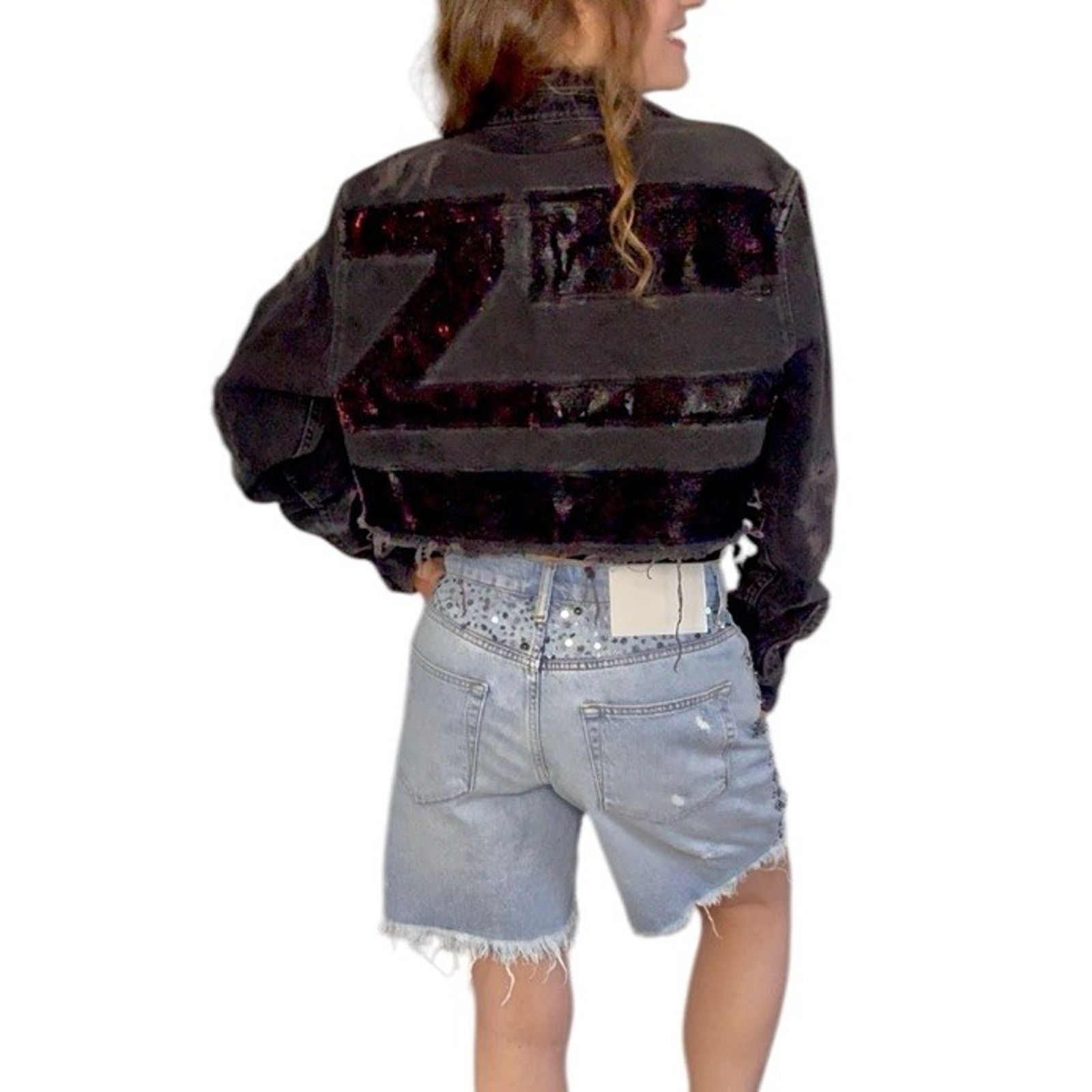 Zara Steven ZHU Deep House Electronic Music Upcycled Denim Jacket Size L / US 10 / IT 46 - 5 Thumbnail