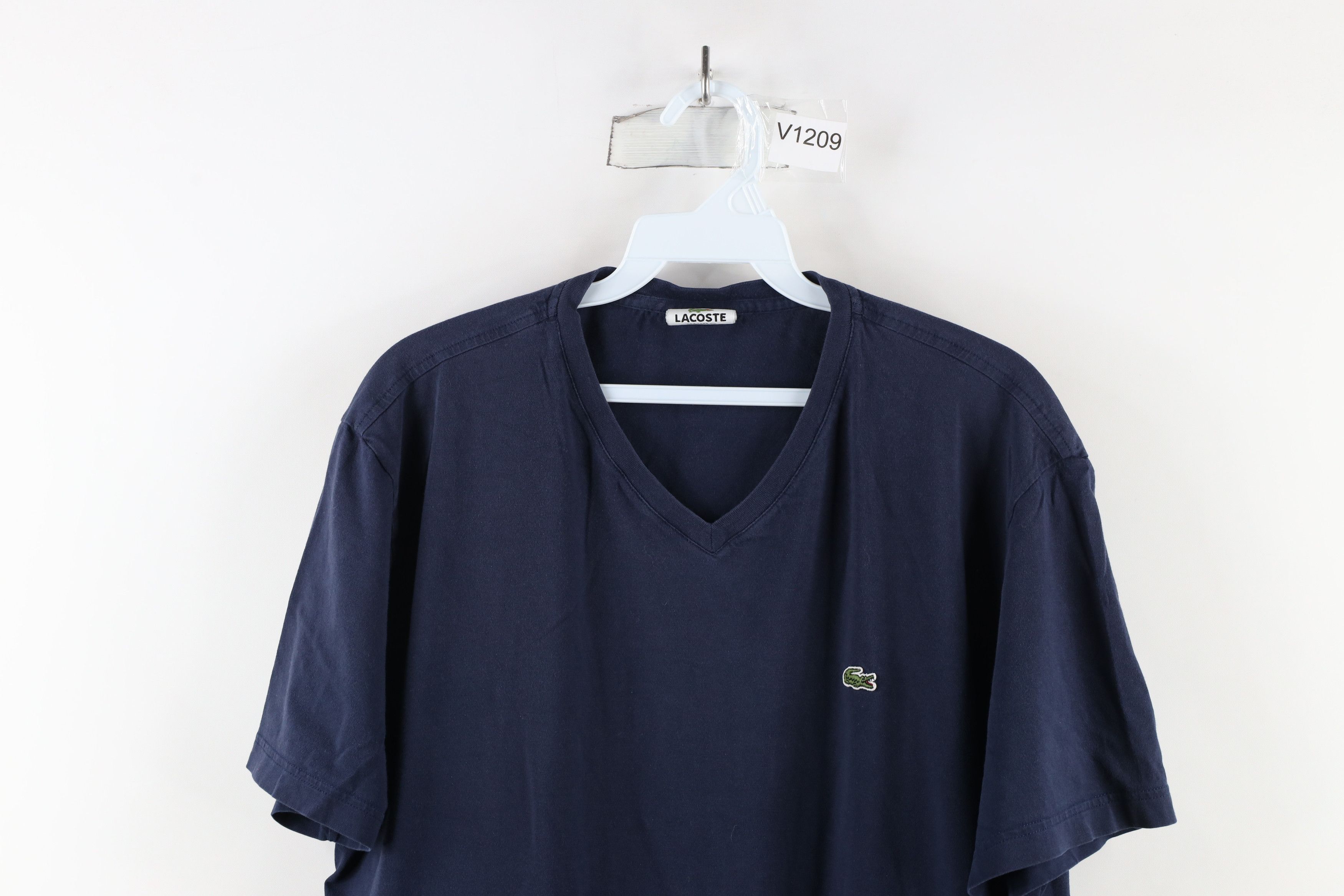 Lacoste × Vintage Vintage Lacoste Faded Croc Logo Short Sleeve V-Neck T-Shirt Size US XXL / EU 58 / 5 - 2 Thumbnail