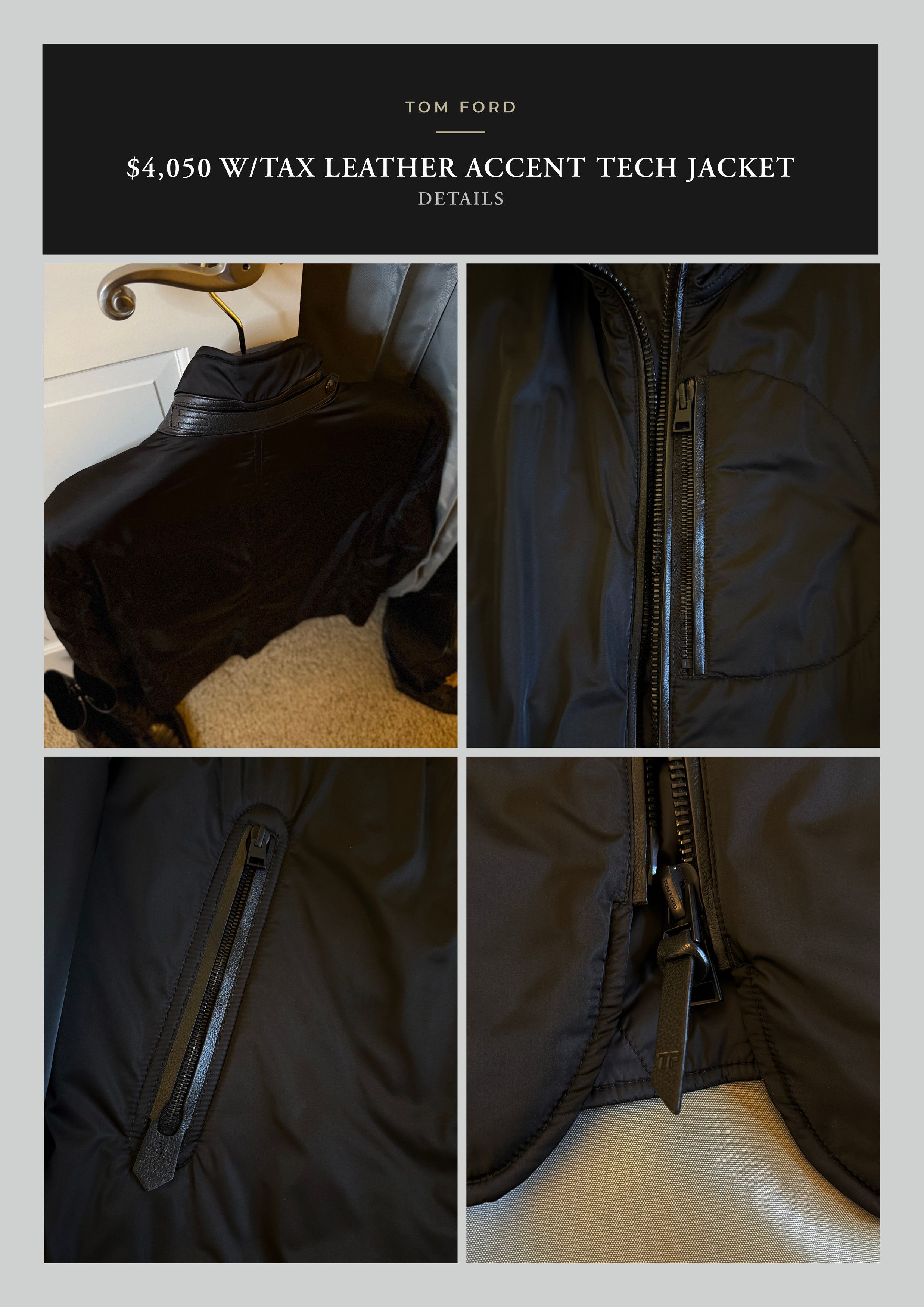Tom Ford Best Dressed New $4,050 w/Tax Leather Accents Tech Jacket Size US L / EU 52-54 / 3 - 19 Thumbnail