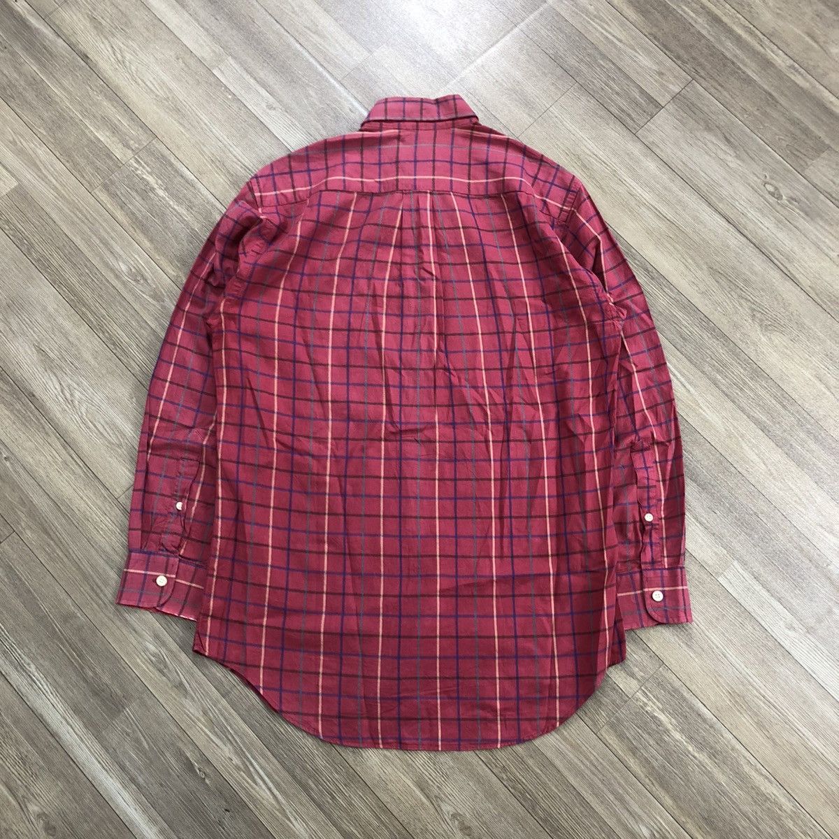 Burberry × Burberry Prorsum × Vintage 🇺🇸 1990s Burberrys Nova Check Iconic Designer Red Longs Shirt Size US M / EU 48-50 / 2 - 14 Thumbnail