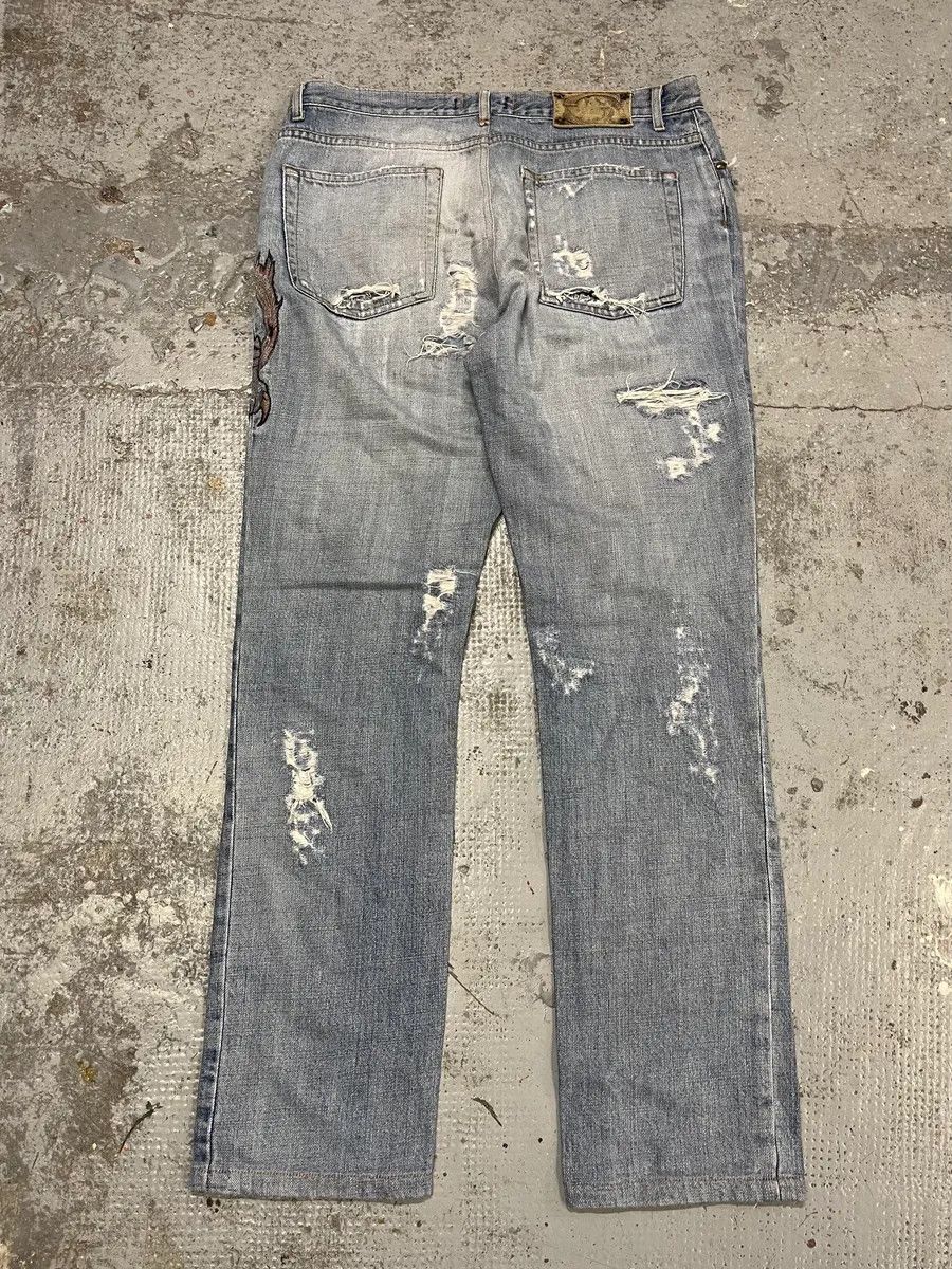 Just Cavalli SS2007 Cavalli Blue Distressed Tiger Denim Jeans Size US 32 / EU 48 - 8 Thumbnail