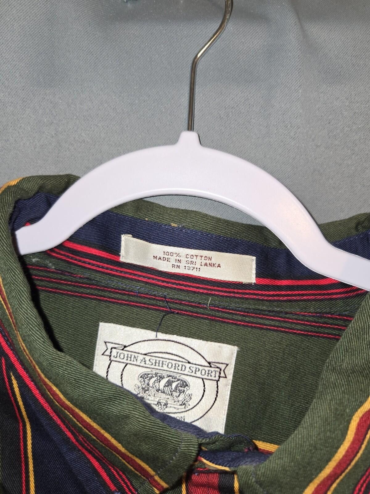 John Ashford John Ashford Sport Long Sleeve Green Striped Shirt XXL Size US XXL / EU 58 / 5 - 4 Thumbnail