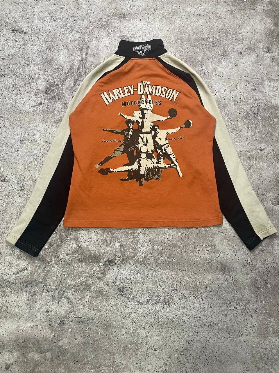 Harley Davidson × Vintage Vintage Harley Davidson Motorcycle 1/3 Zip Sweatshirt Size S / US 4 / IT 40 - 1 Thumbnail