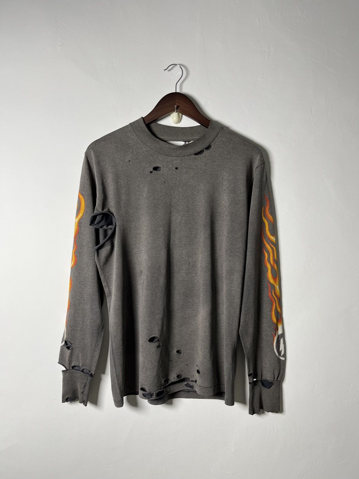 Vintage Vintage Thrashed Sun Faded Flames Longsleeve Size US M / EU 48-50 / 2 - 1 Thumbnail