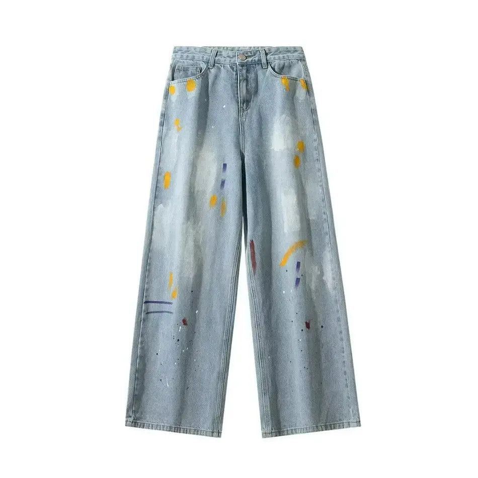 Japanese Brand Retro loose straight leg wide leg graffiti jeans Size US 32 / EU 48 - 4 Thumbnail