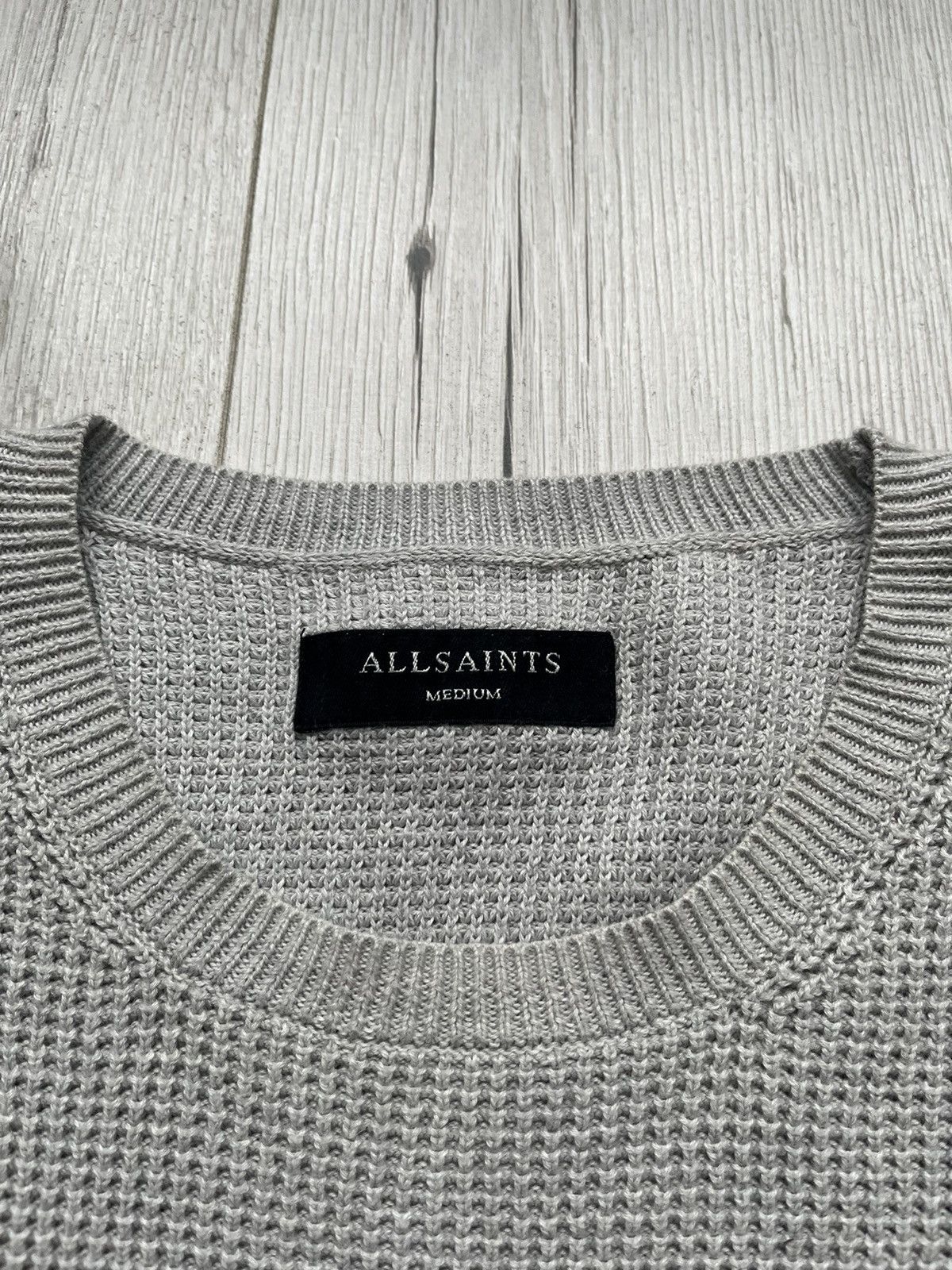 Allsaints × Japanese Brand Allsaints Trias Crew Men’s Waffle Knit Sweater Pullover Grey Size US M / EU 48-50 / 2 - 5 Thumbnail