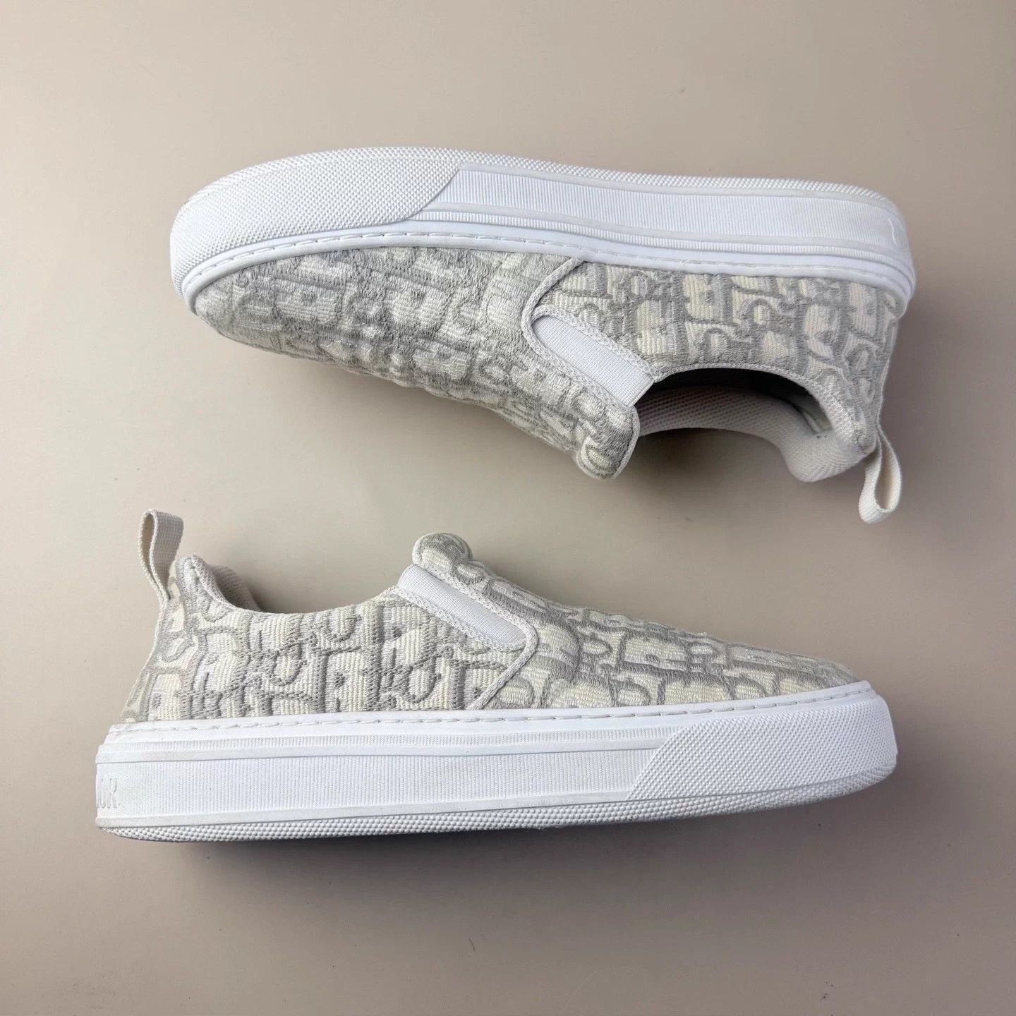 Dior Dior Gray/White DR Embroidery Allover Print Slide 39.5 Size US 8.5 / IT 38.5 - 4 Thumbnail