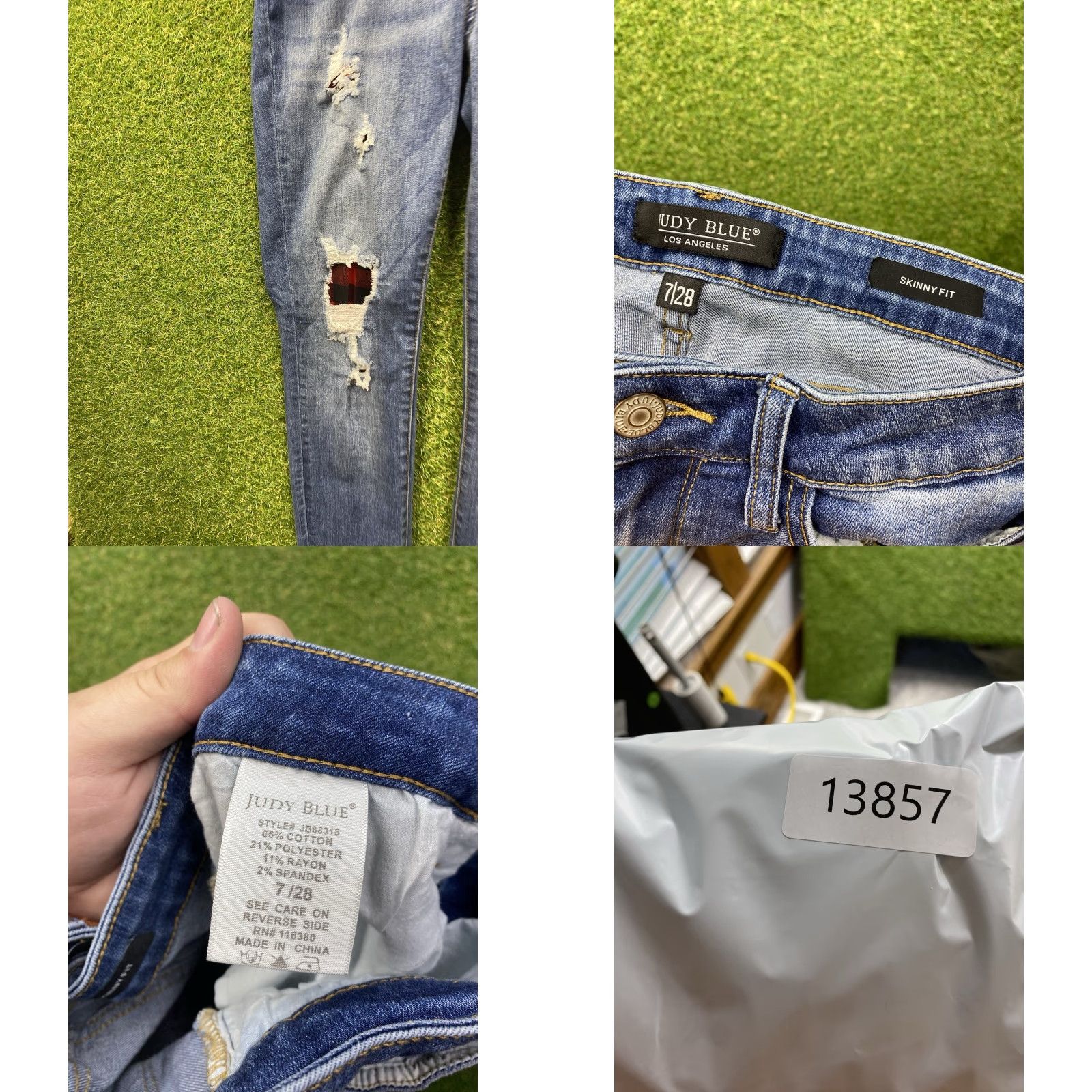 Vintage Judy Blue Jeans Womens Skinny 7/28 Buffalo Plaid Distressed Holes Stretch Denim Blue 28 Inseam 5-Pocket Logo Casual Mens? Size 28" / US 6 / IT 42 - 9 Thumbnail