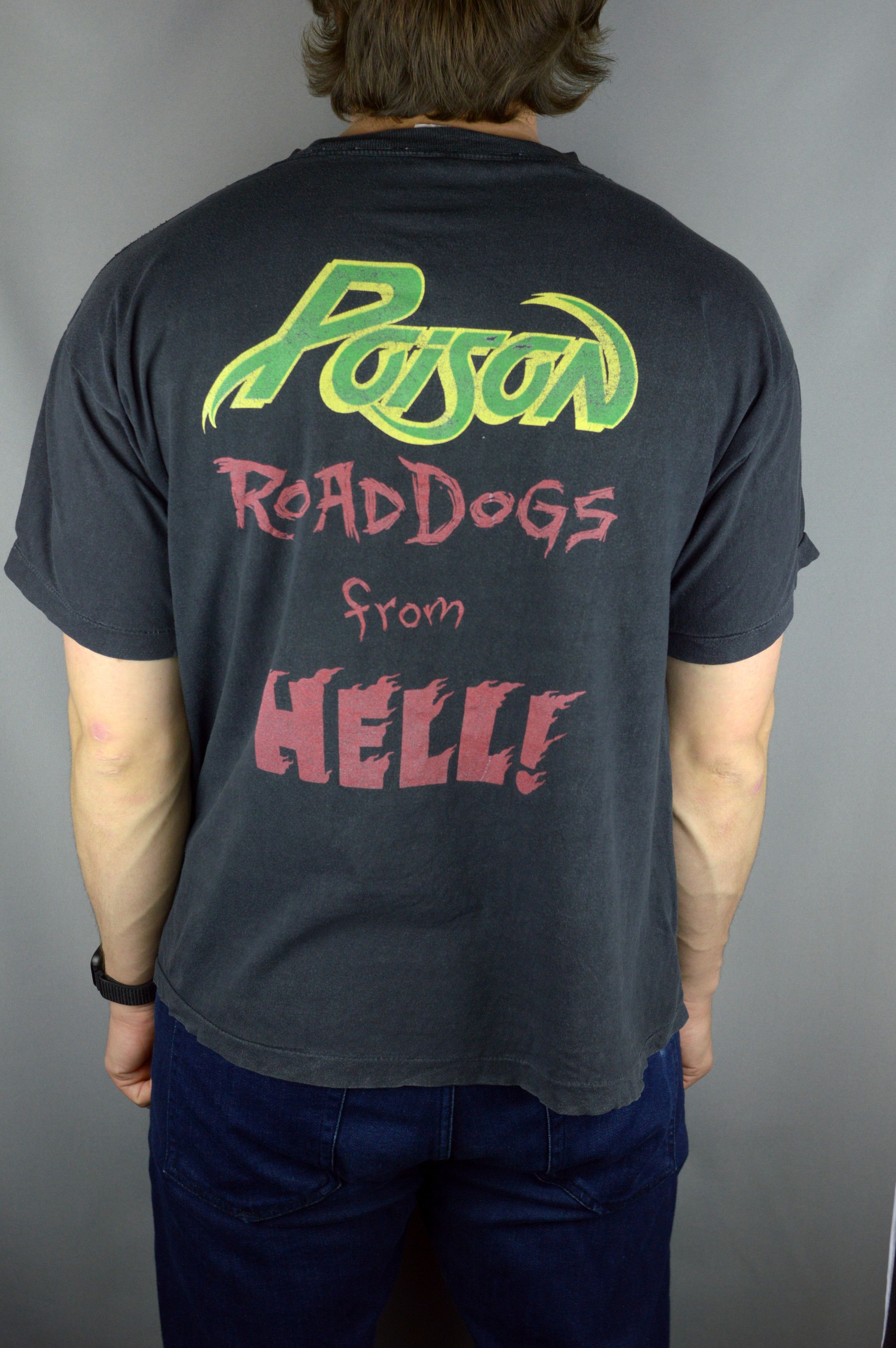 Vintage Vintage Poison Roaddogs from Hell Flesh Blood 1990 t shirt Size US L / EU 52-54 / 3 - 2 Thumbnail