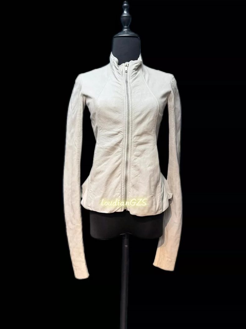 Rick Owens Rick Owens White Leather Jacket with Stains Size US S / EU 44-46 / 1 - 1 Thumbnail