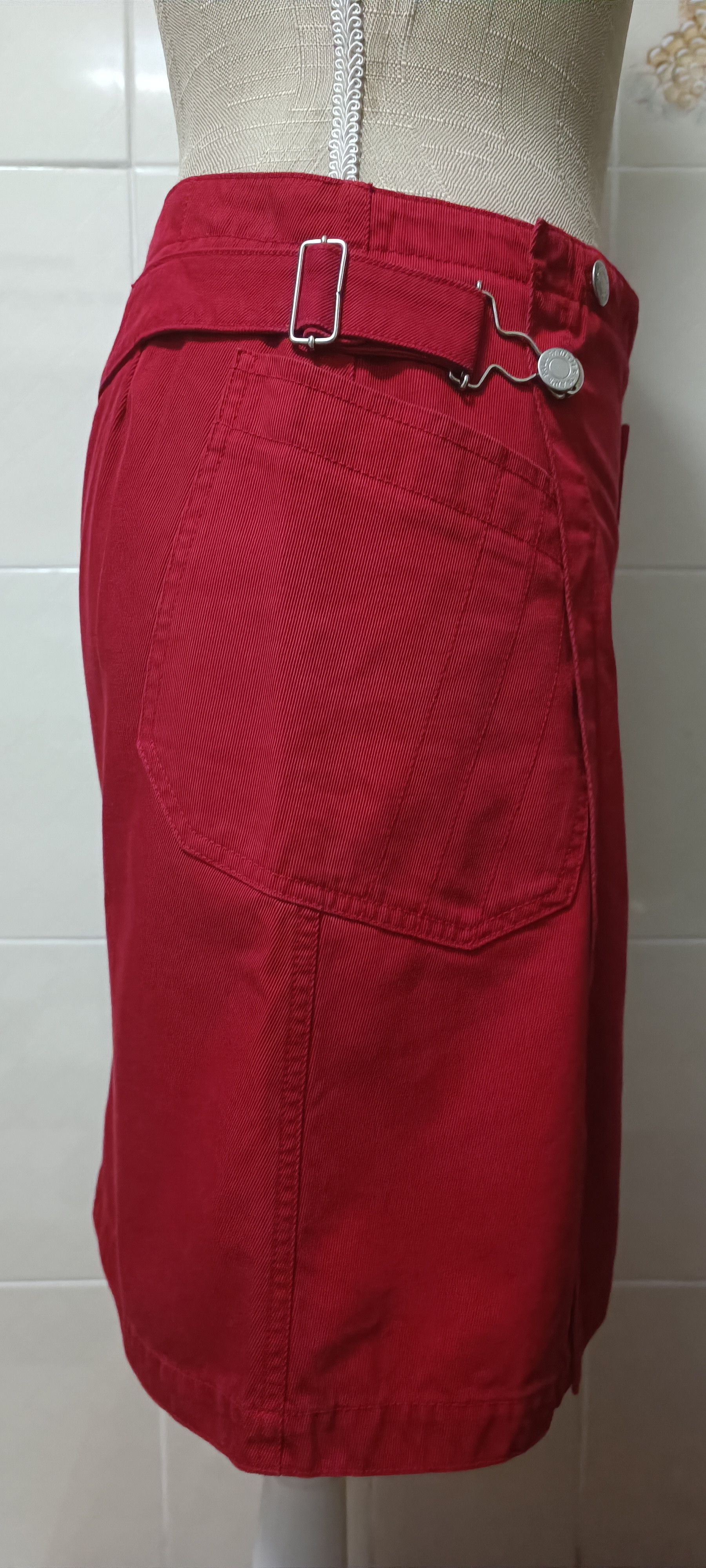 Jean Paul Gaultier 2000's - Asymmetric mini skirt in red denim Size 27" / US 4 / IT 40 - 5 Thumbnail