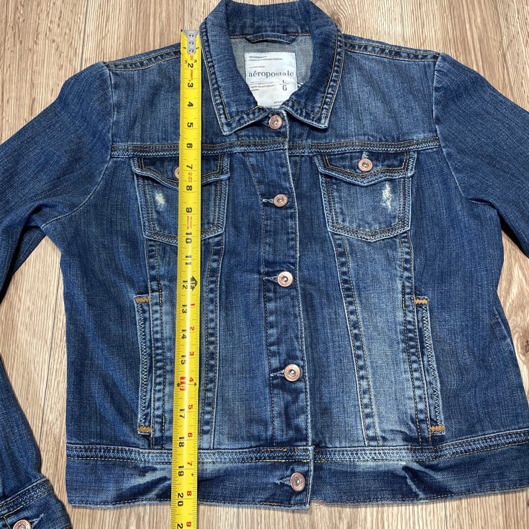 Vintage VINTAGE Aéropostale Denim Blue Jean Jacket Women Large Trucker Biker 90s Classic Size 36" / US 14 / IT 50 - 3 Thumbnail