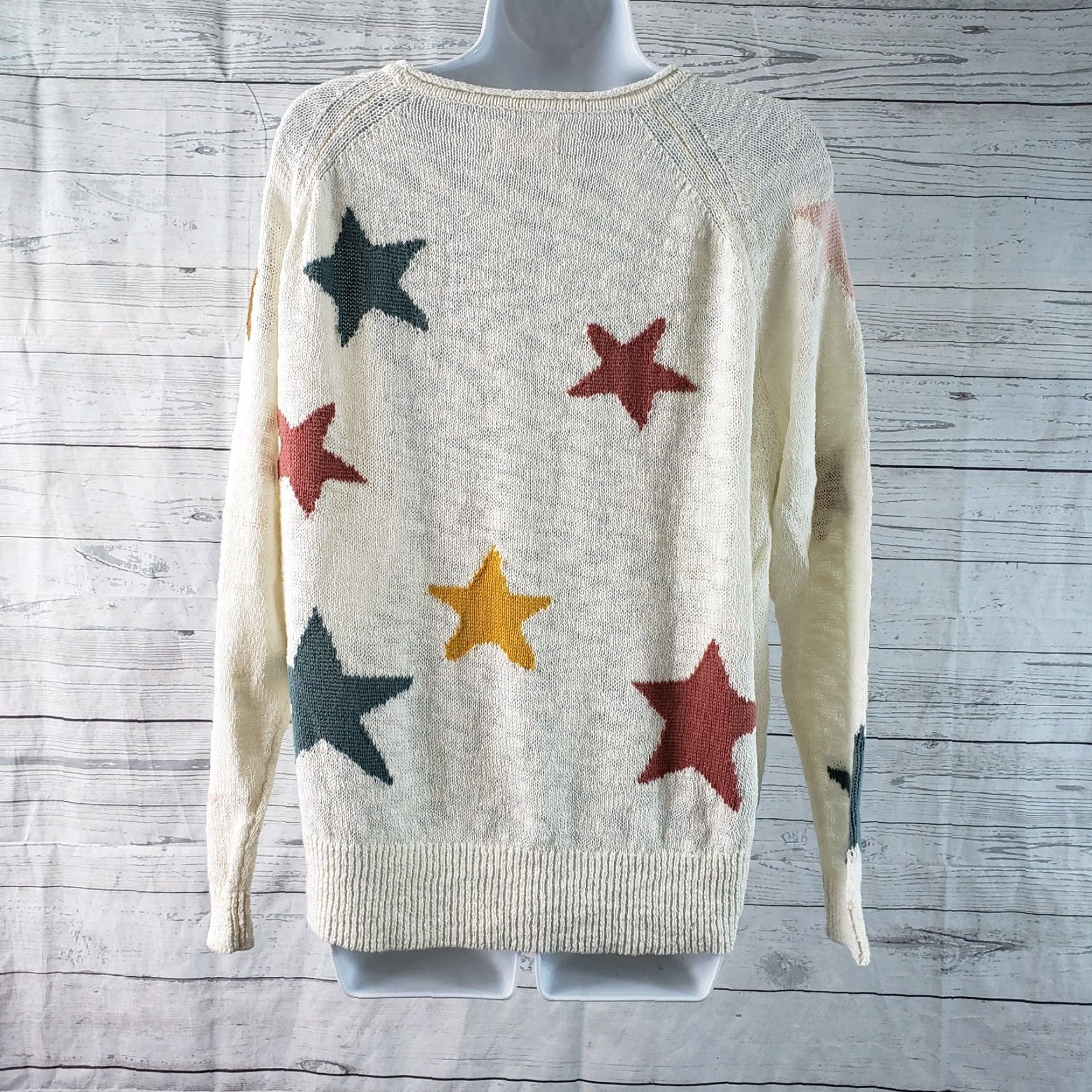 Lou & Grey Lou & Grey Womens Star Print Sweater XS Scoop Neck Cotton Blend Long Sleeve Pullover Multicolor Stars Womens XS Size XS / US 0-2 / IT 36-38 - 4 Thumbnail