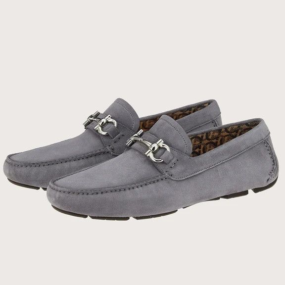 Salvatore Ferragamo o1s1rm0724 Parigi Suede Loafer in Grey Size US 10 / EU 43 - 1 Thumbnail