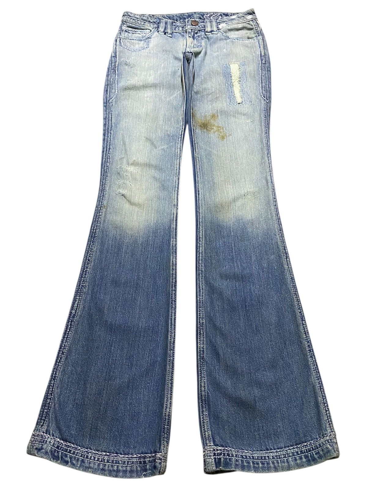 If Six Was Nine Japanese Brand Elvis Distressed Embroidery Flare Jeans Size 27" / US 4 / IT 40 - 1 Thumbnail