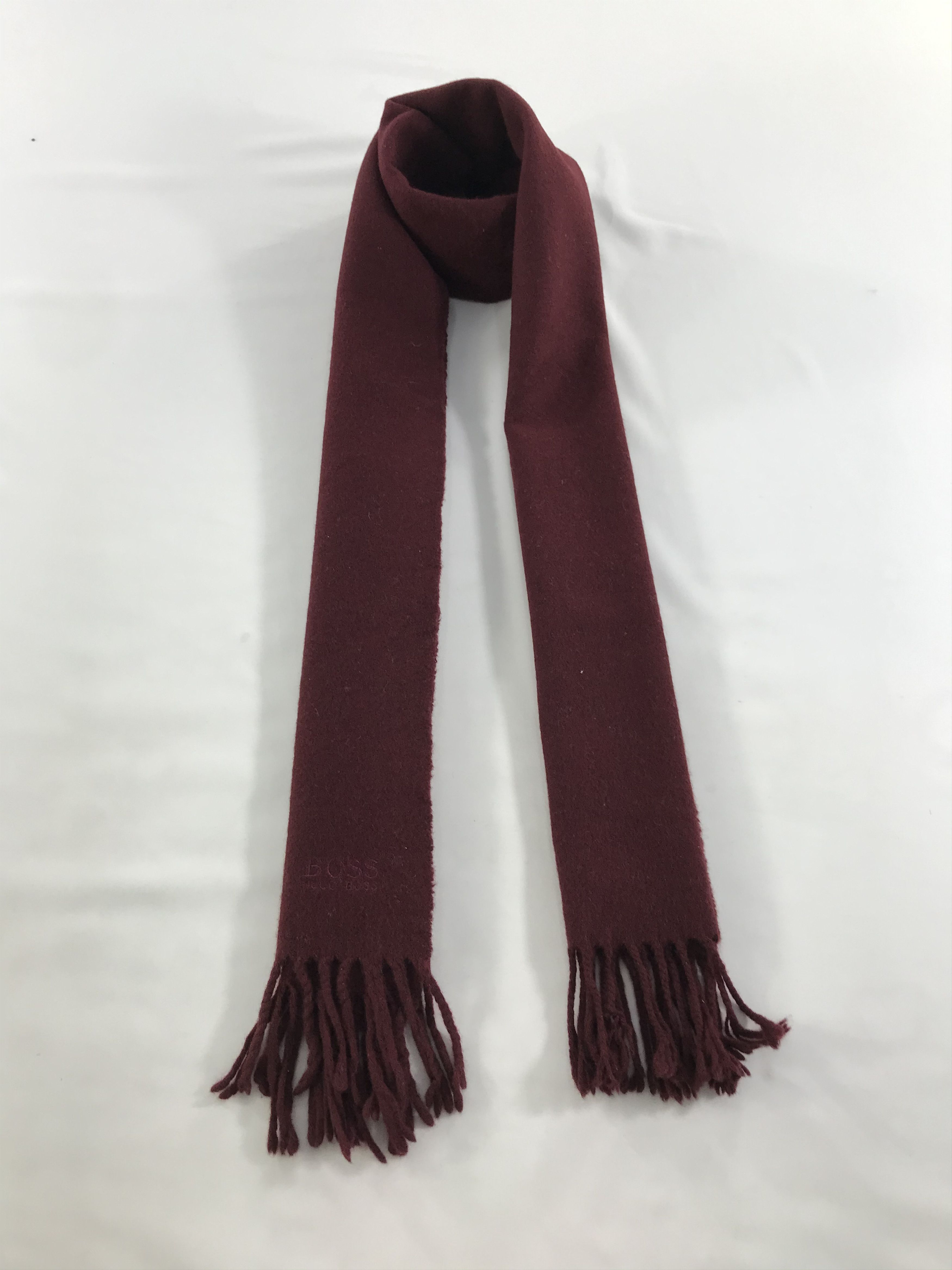 Hugo Boss Hugo Boss Burgundy Wool Scarf Muffler Neck Wrap V34 Size ONE SIZE - 1 Thumbnail