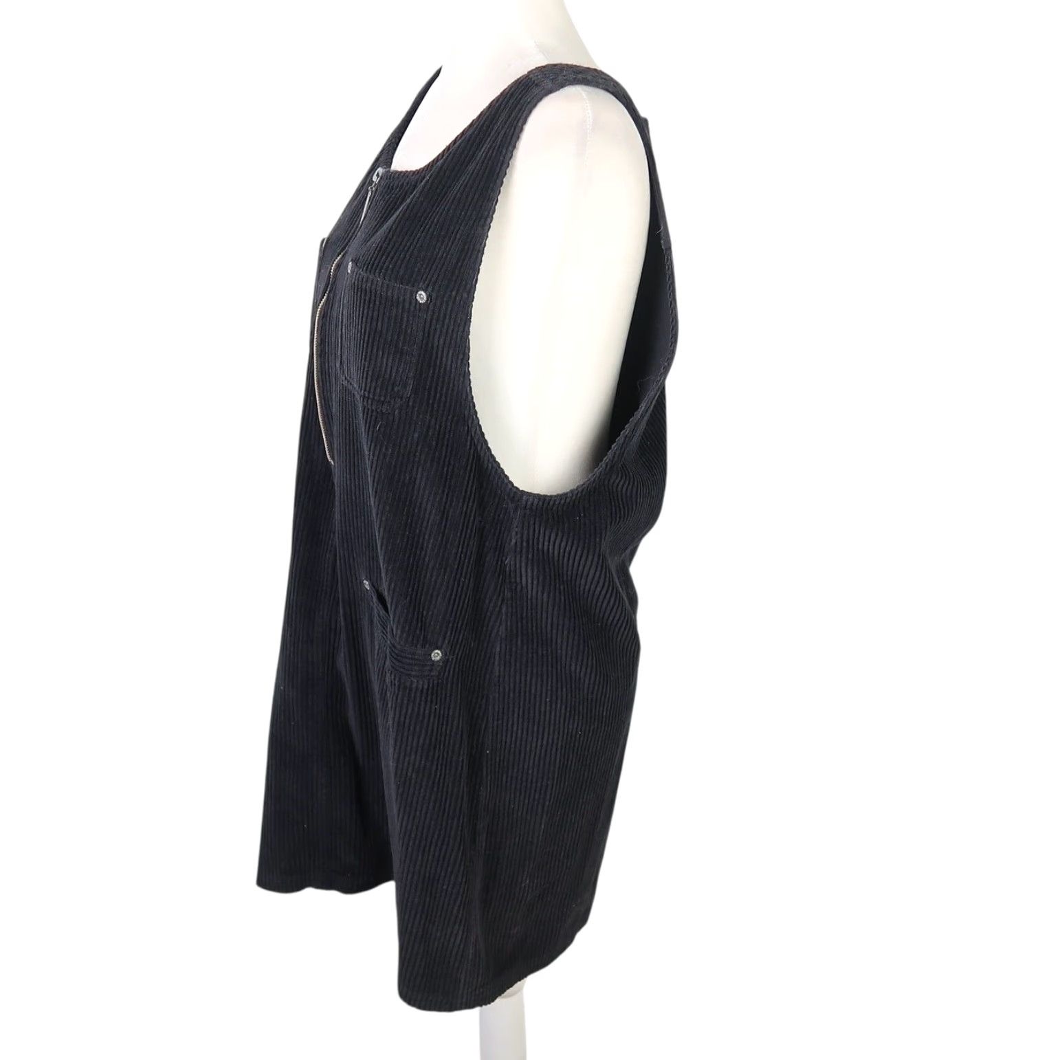 Gloverall VINTAGE NY Jeans Black Corduroy Mini Jumper Overall Dress M Womens 90s Size M / US 6-8 / IT 42-44 - 3 Thumbnail