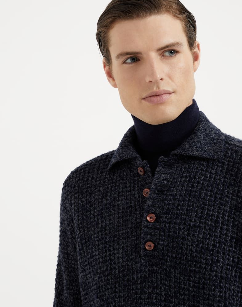 Brunello Cucinelli o1w1db10825 Polo-Collar Long-Sleeved Jumper on Blue Size US S / EU 44-46 / 1 - 2 Thumbnail