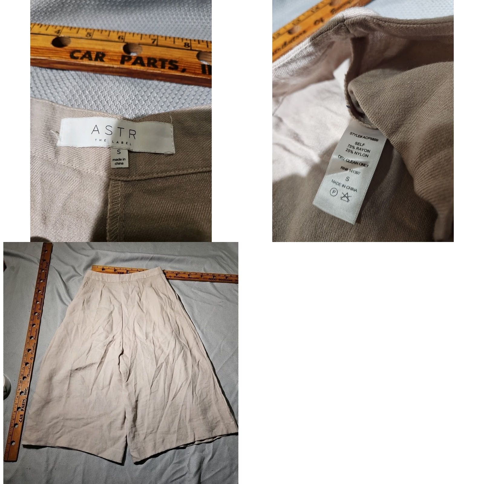 ASTR The Label ASTR The Label Pants Womens S Beige Pleated Crop Chino Luxury Preppy Wide-Leg Ankle Climate: Spring Summer Fall Women - Regular Fit Size 28" / US 6 / IT 42 - 9 Thumbnail
