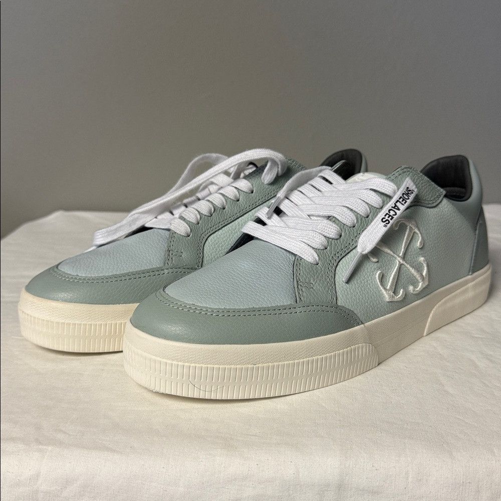 Off-White Off-White Low Vulcanized Leather Sneakers Green/Grey Size 4 Size US 11 / EU 44 - 2 Thumbnail
