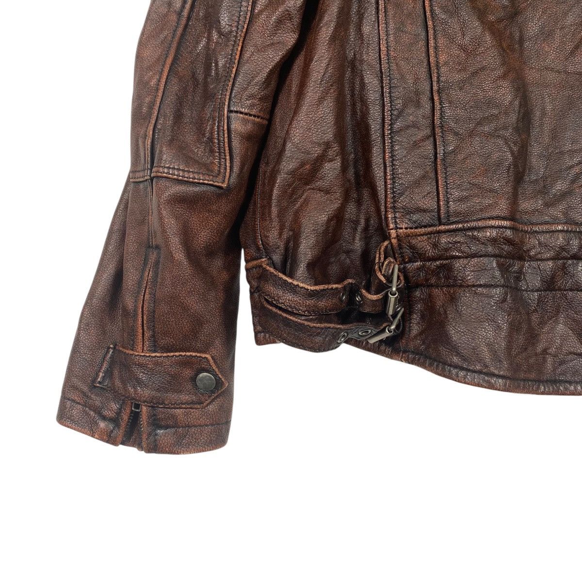 Genuine Leather × Leather Vintage Fortime Fashion Leather Zipper Jacket Size US XL / EU 56 / 4 - 10 Thumbnail