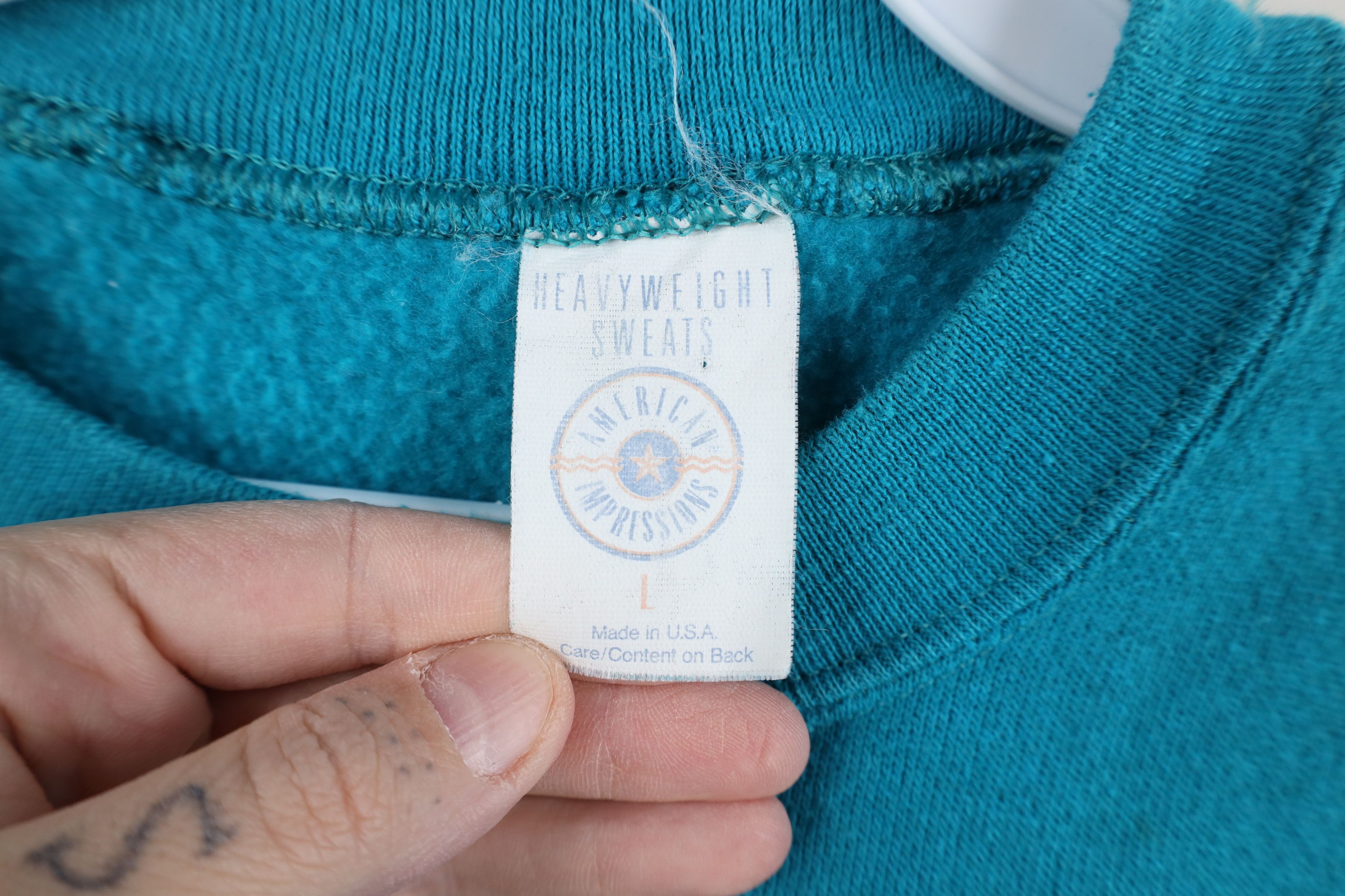 Vintage Vintage 90s Streetwear Heavy Crewneck Sweatshirt Blue USA Size L / US 10 / IT 46 - 6 Thumbnail