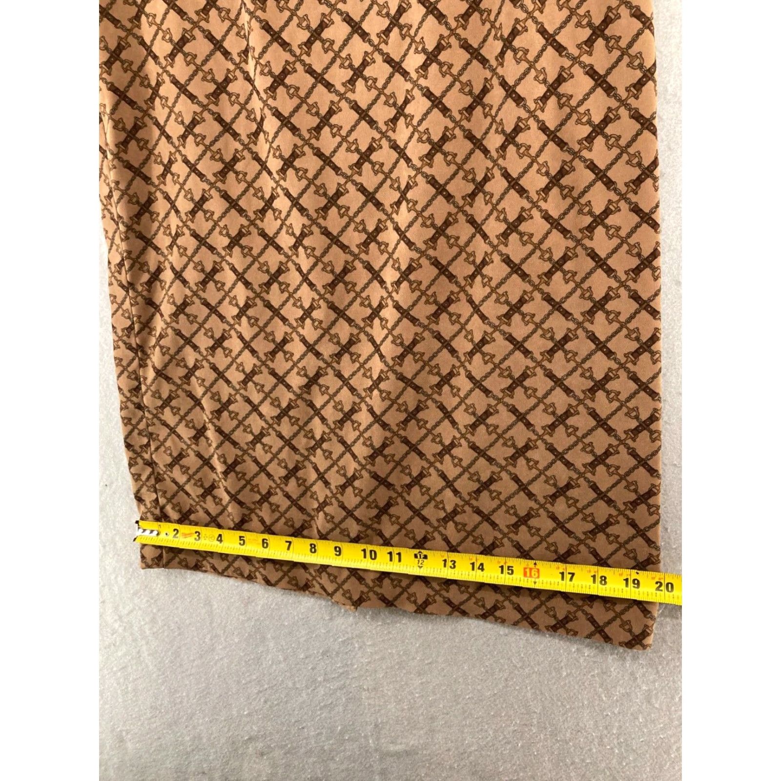 Vintage VINTAGE Studio C Skirt Womens 8 Tan Long Modest Equestrian Print Brown Bohemian American 90s Men? Size 30" / US 8 / IT 44 - 3 Thumbnail