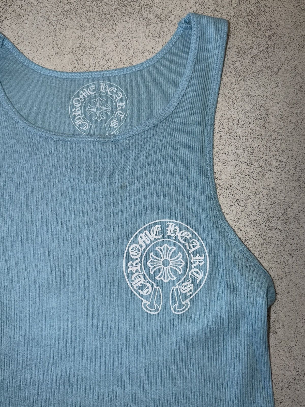 Baby blue chrome hearts tank