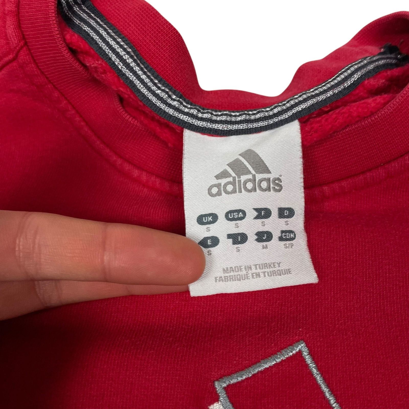 Adidas × Vintage Adidas Men's Red 3-Stripes Trefoil Fleece Lined Sweatshirt S Size US S / EU 44-46 / 1 - 5 Thumbnail