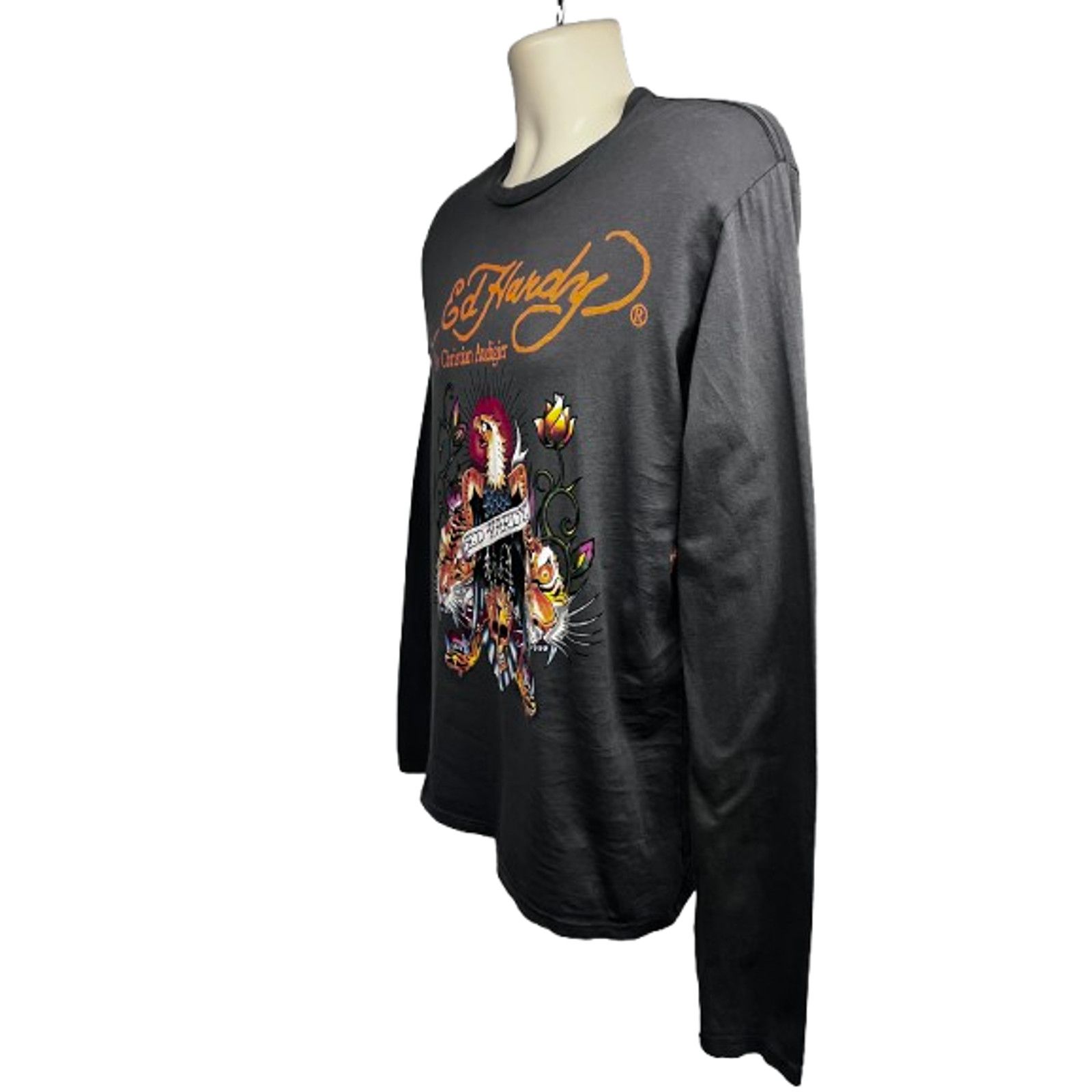 Ed Hardy Ed Hardy Gray Double Graphic Mens T-Shirt Medium Stretch USA Size US M / EU 48-50 / 2 - 2 Thumbnail