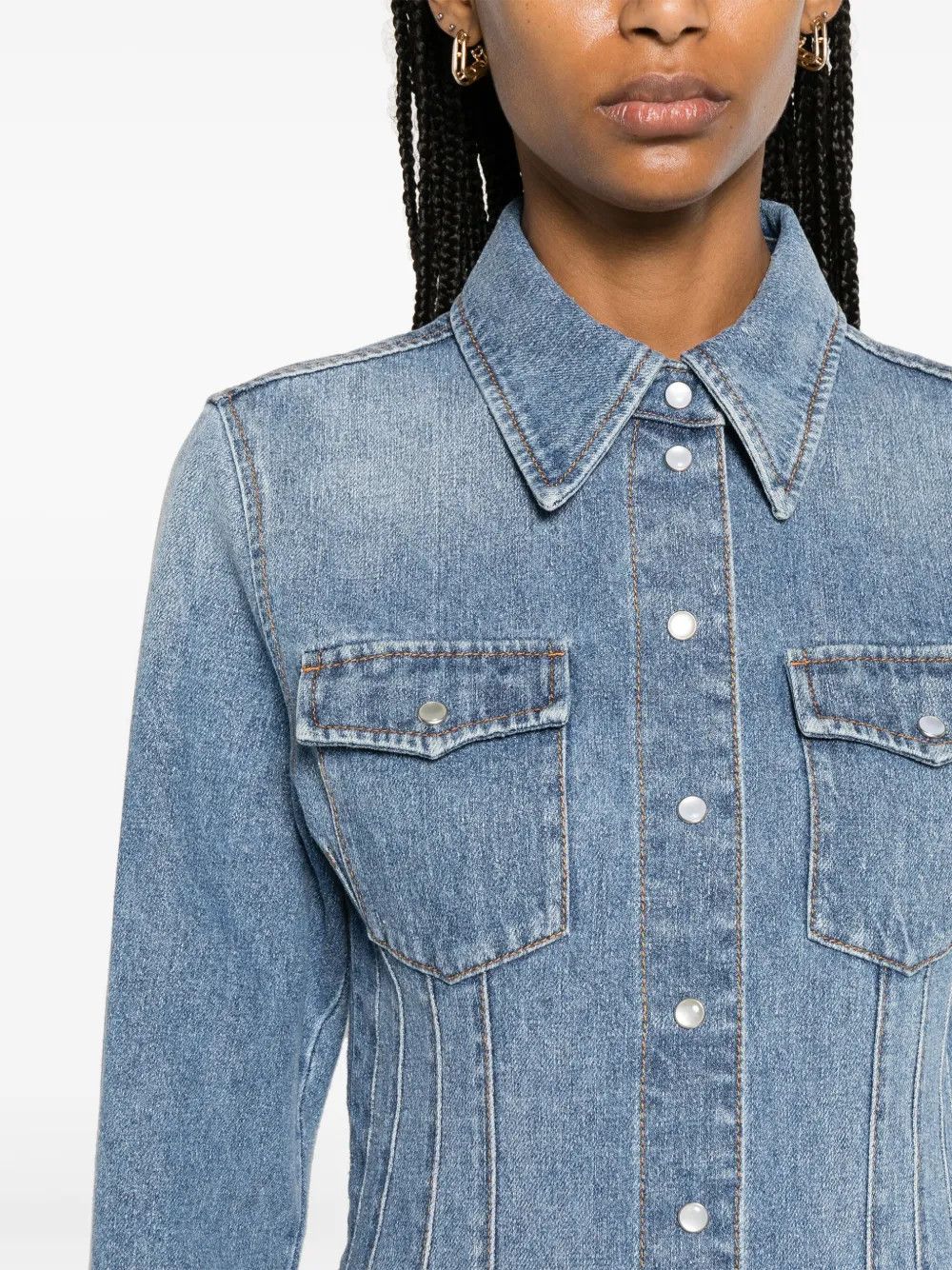 Chloe o1y0825 Denim Shirt in Blue Size M / US 6-8 / IT 42-44 - 3 Thumbnail
